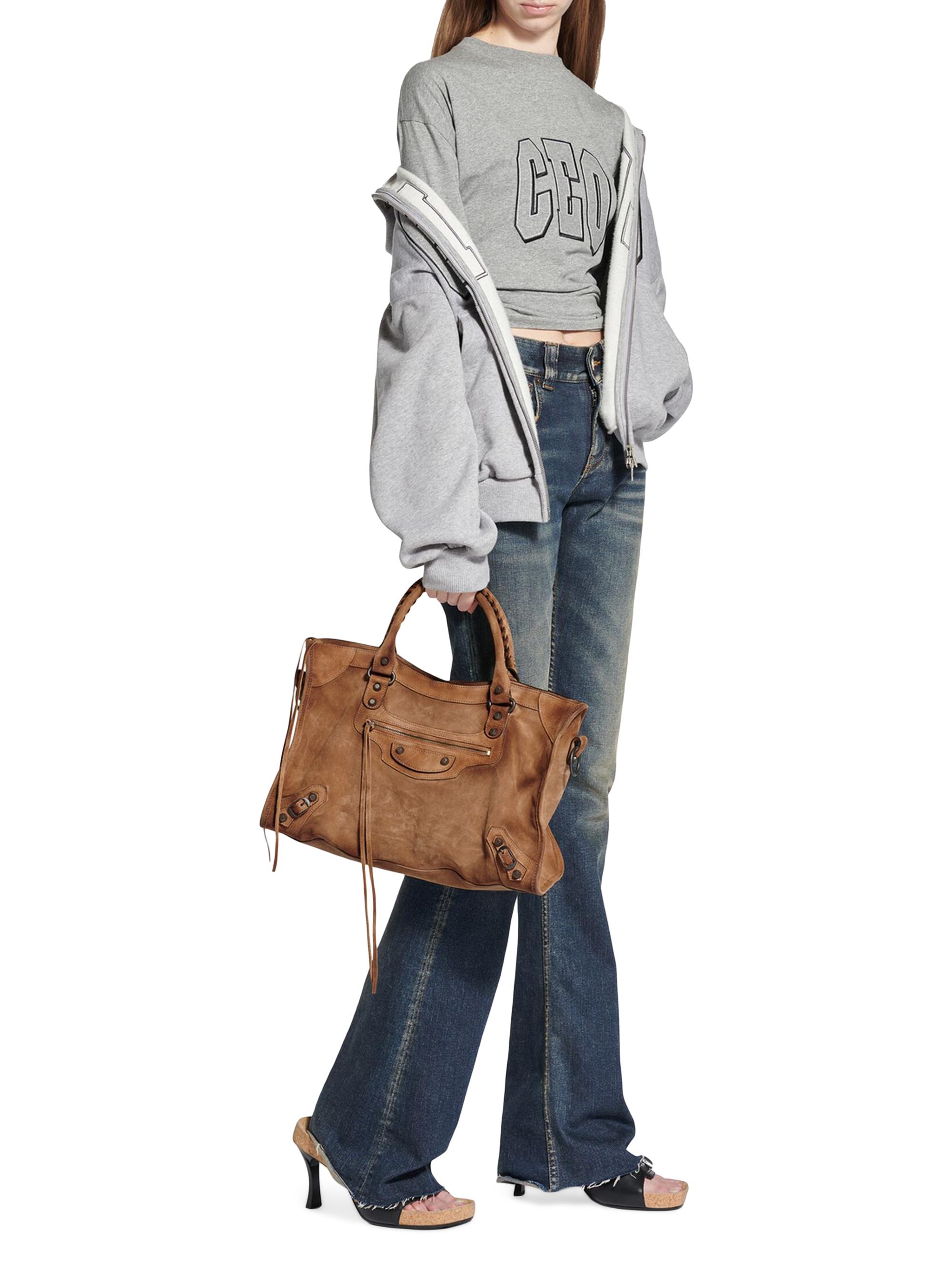Balenciaga Women's Le City  Suede Tote Bag - Camel