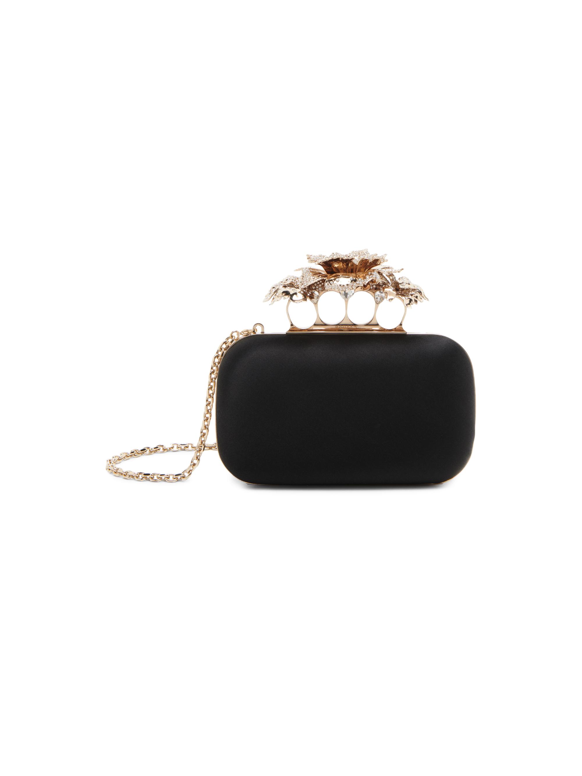 McQueen Women's Carnation Embellished Silk Clutch - Black Gold