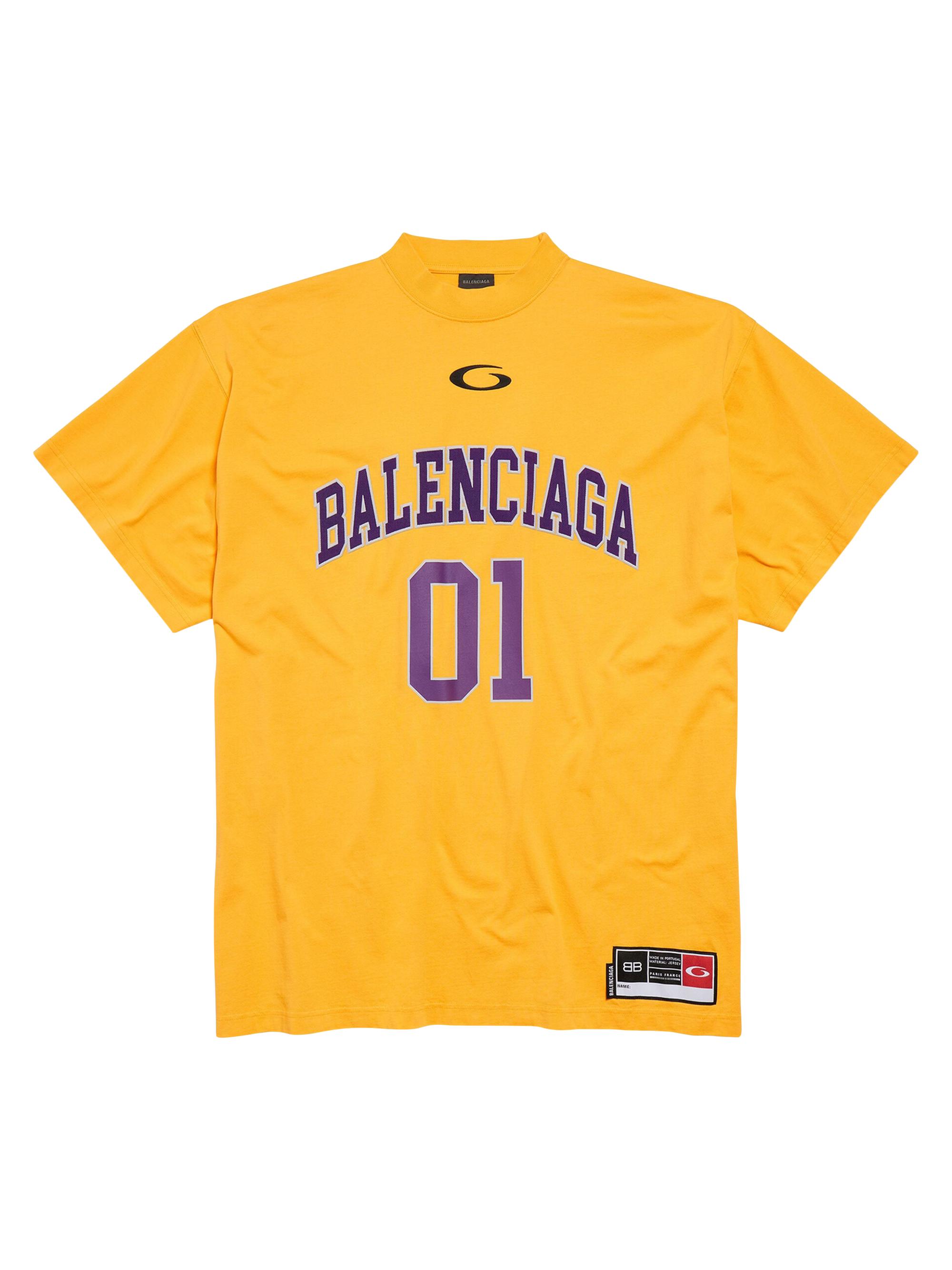 Balenciaga Men's Basketball Oversized T-Shirt - Yellow