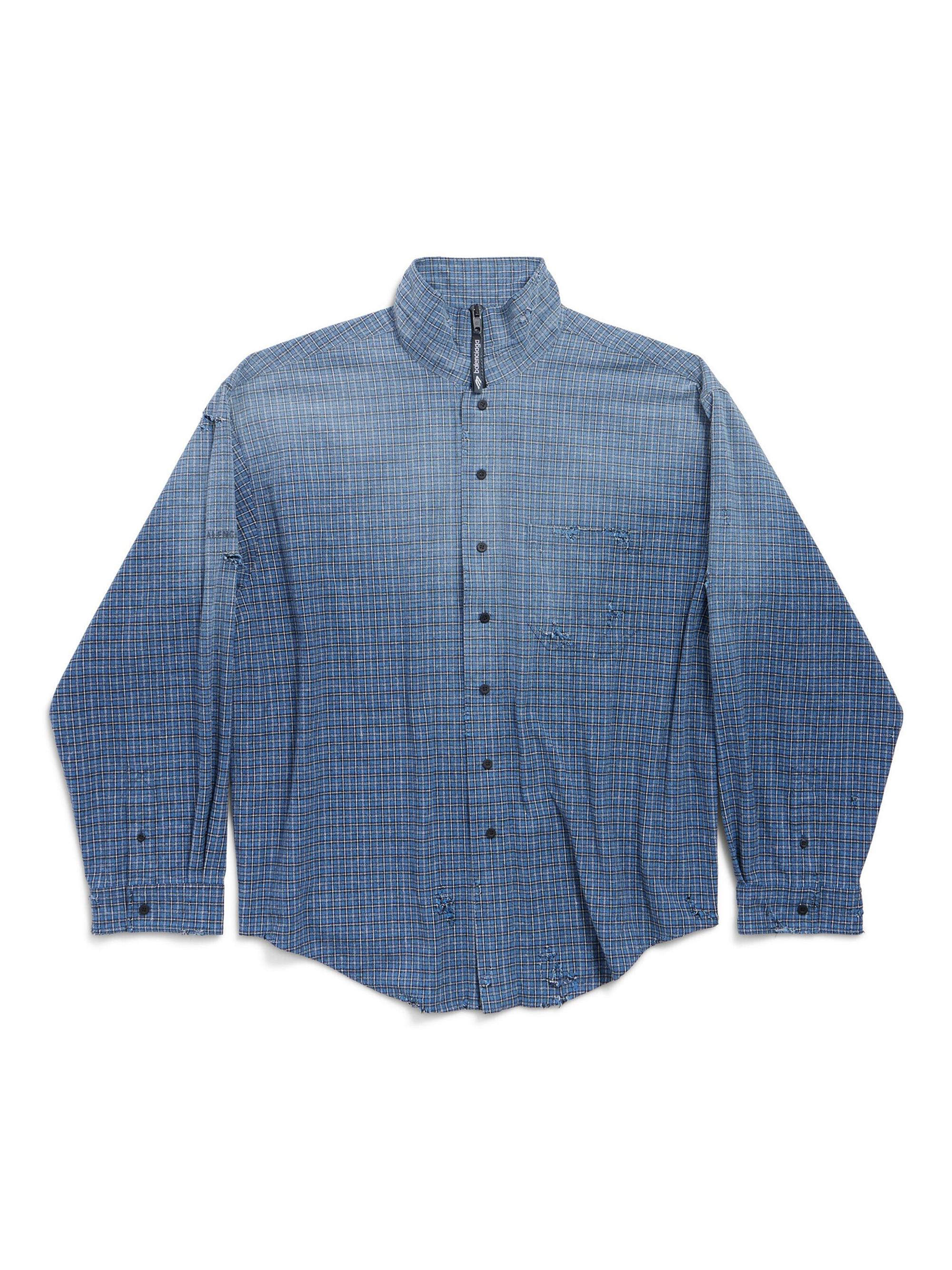 Balenciaga Men's Zip-Up Shirt - Blue