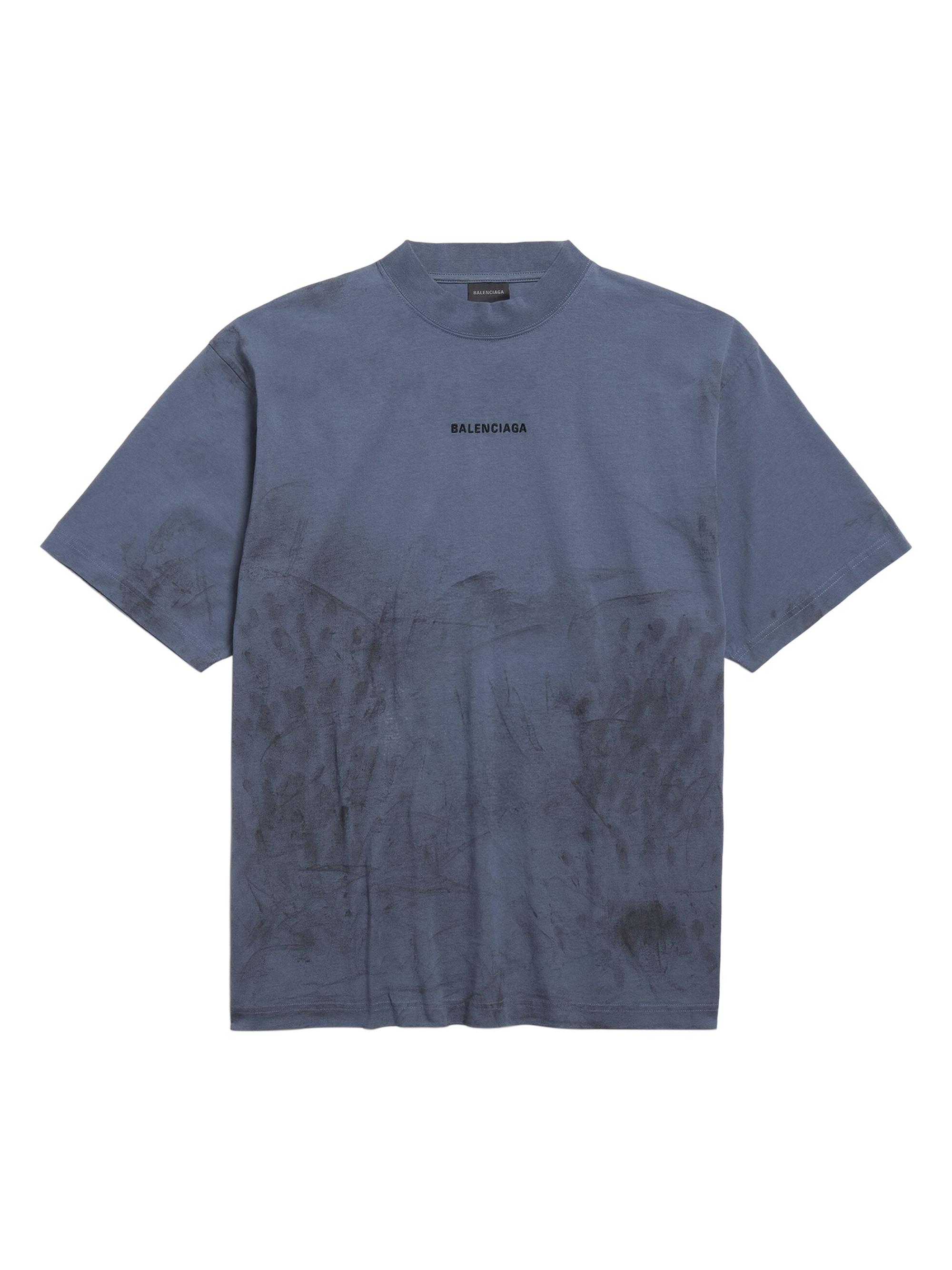 Balenciaga Men's Back Medium Fit T-Shirt - Faded Dark Blue | Thumbnail 7