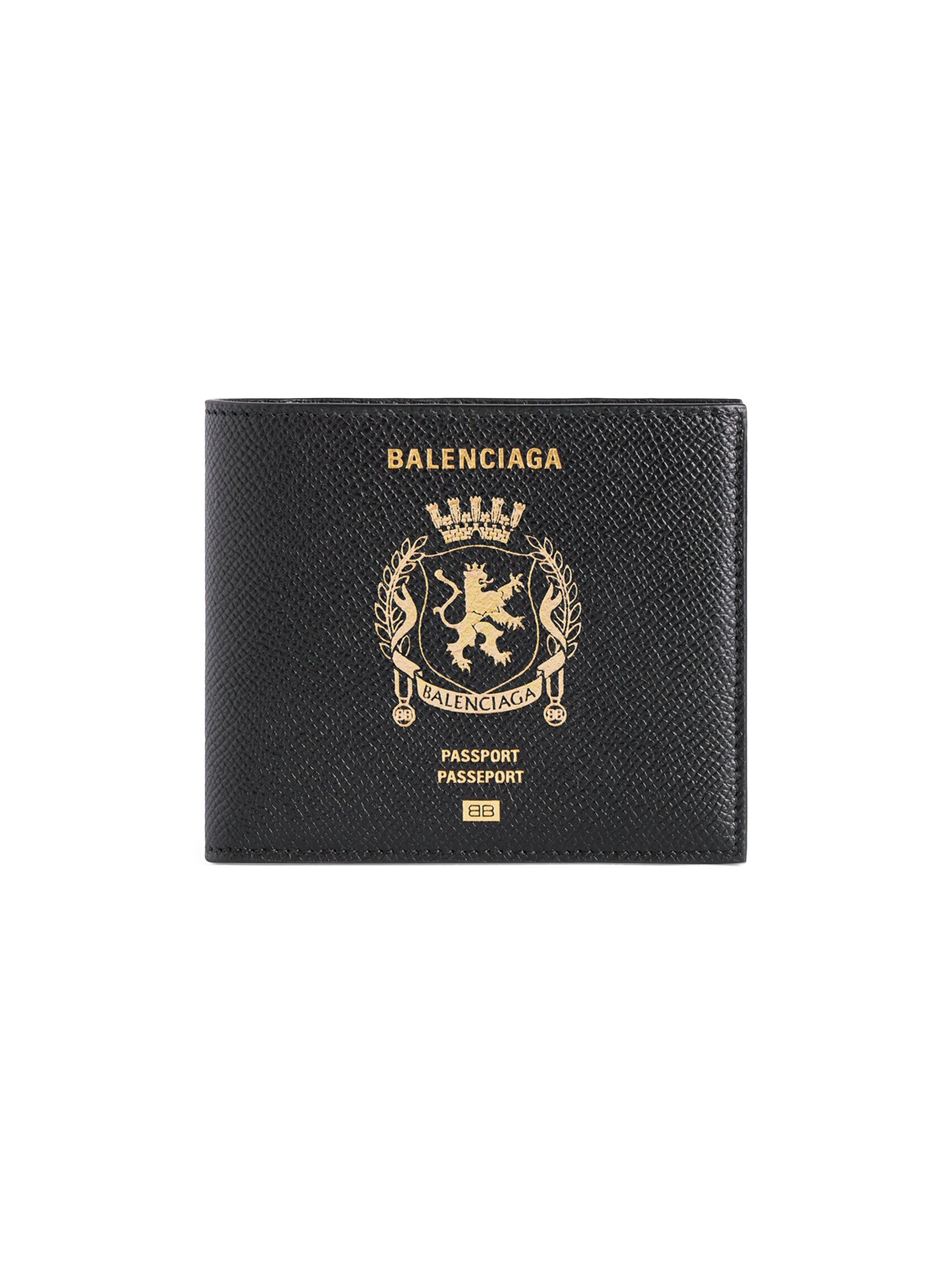 Balenciaga Men's Passport Square Folded Wallet - Black
