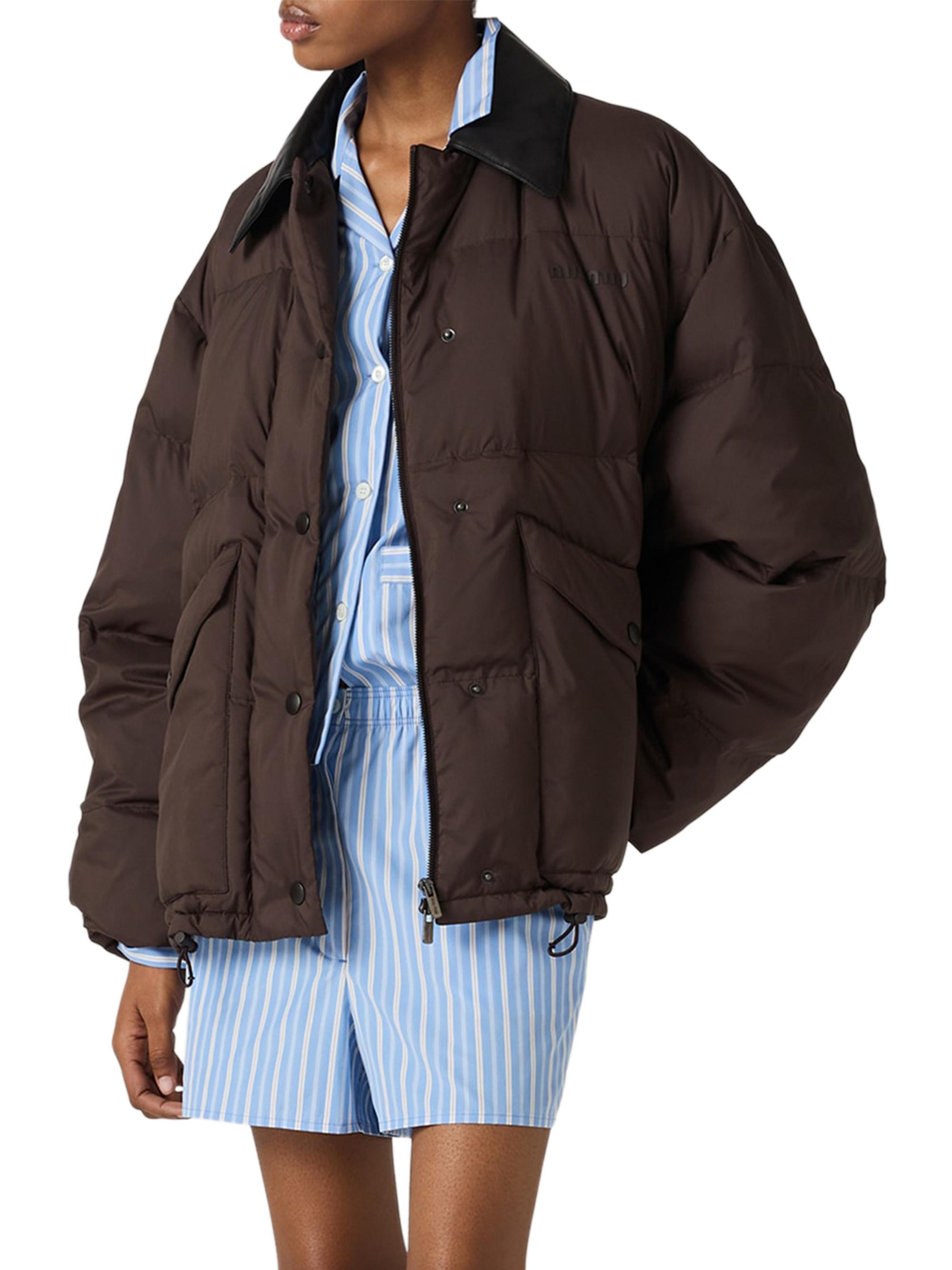 Miu Miu Technical Pongé Cropped Down Jacket | Saks Fifth Avenue