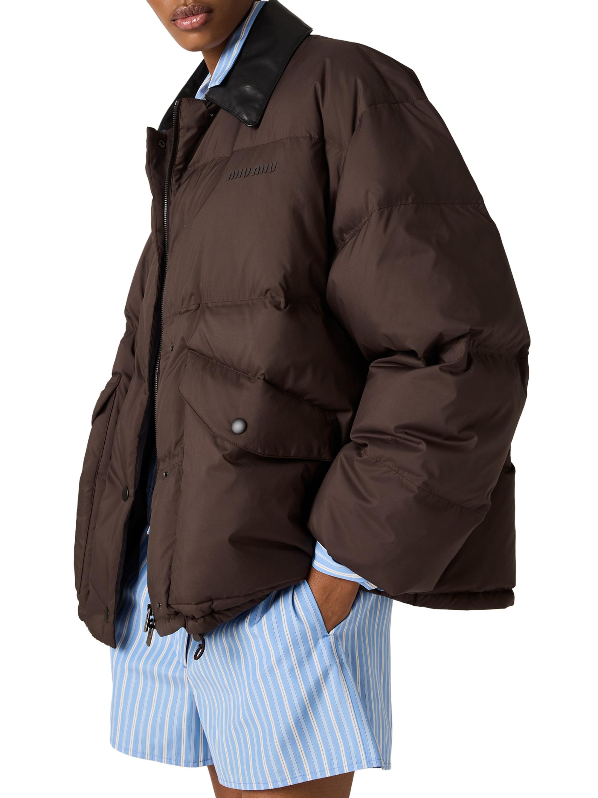 ジャケット・アウター miumiu ArchiveTwo-tone nylon jacket 38 Miu Miu Technical Pongé Cropped Down Jacket | Saks Fifth Avenue
