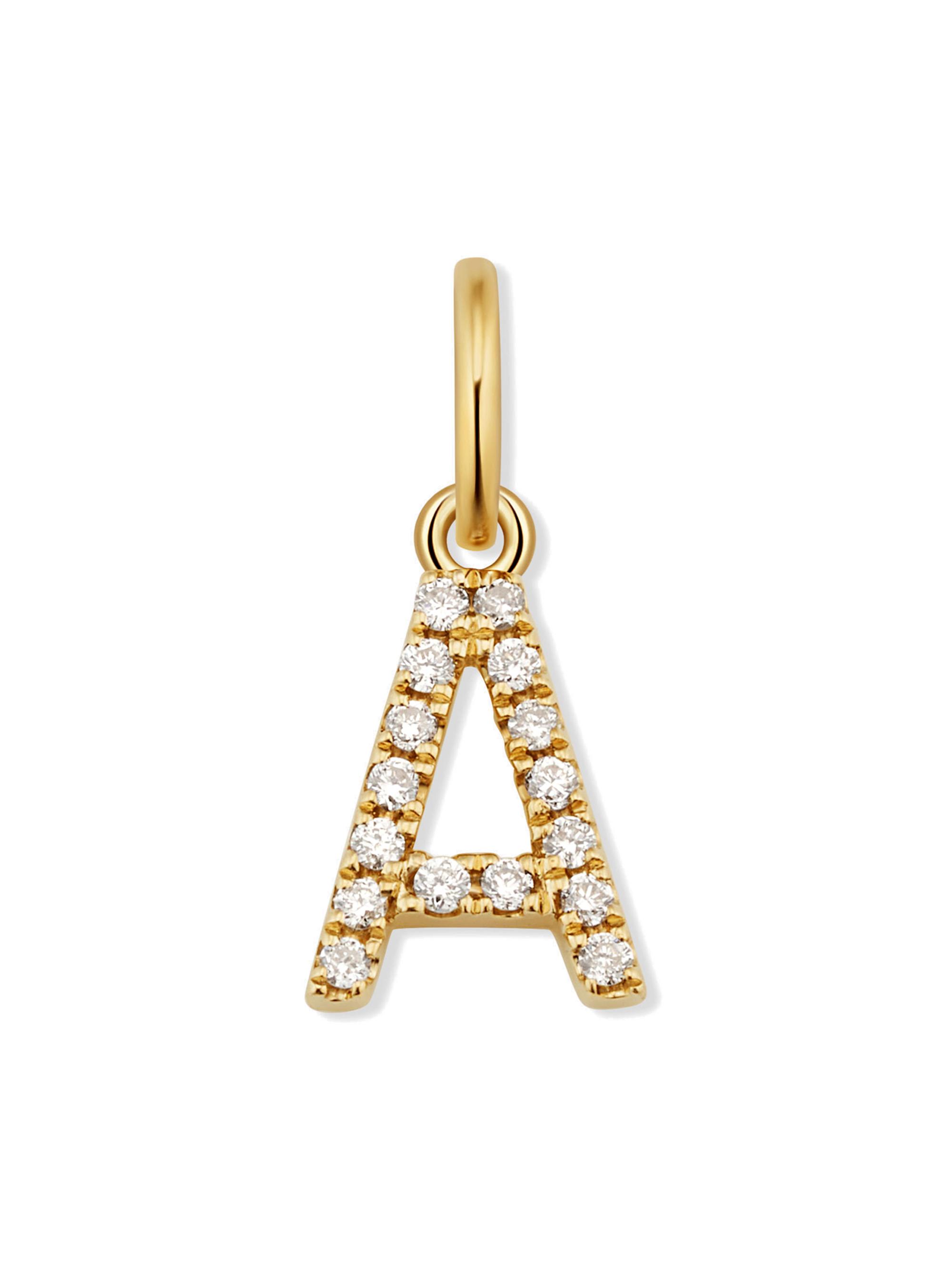 Oradina Women's 14K Yellow Gold My Letter Diamond Initial Pendant Charm - Initial A