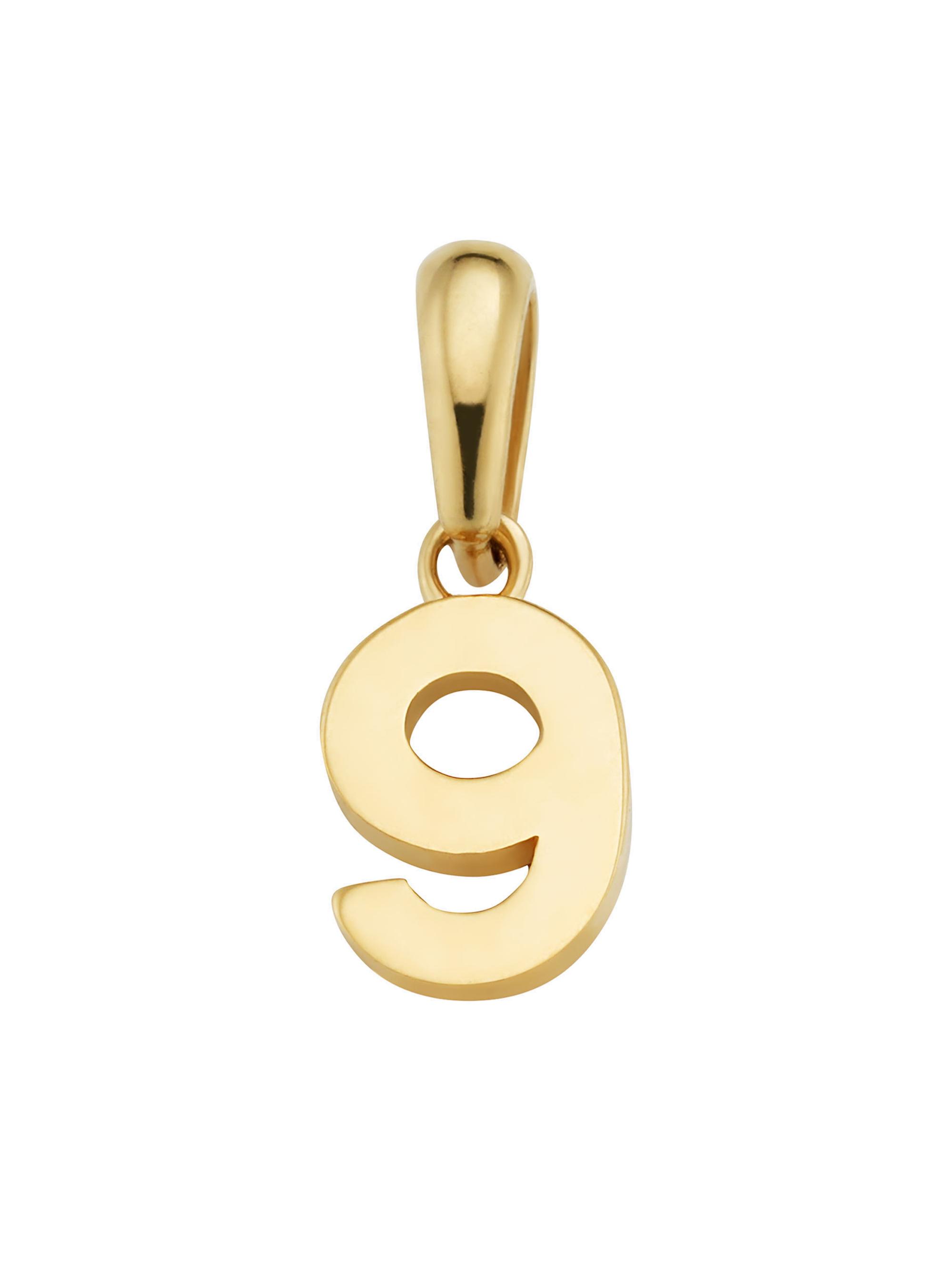 Oradina Women's 14K Yellow Gold My Number Pendant Charm - Number 9 Gold