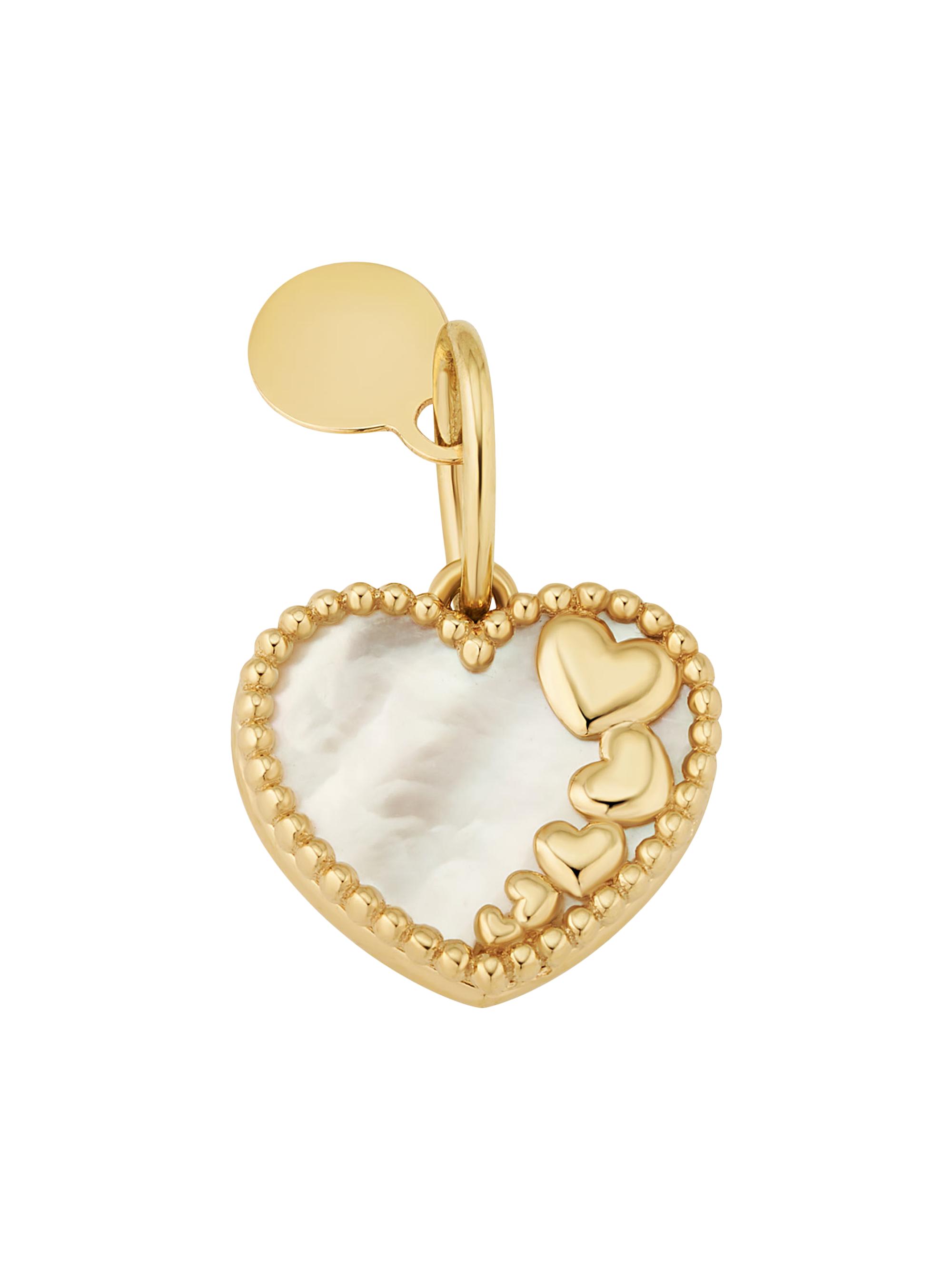 Oradina Women's 14K Yellow Gold Heart to Heart Pendant Charm - Gold