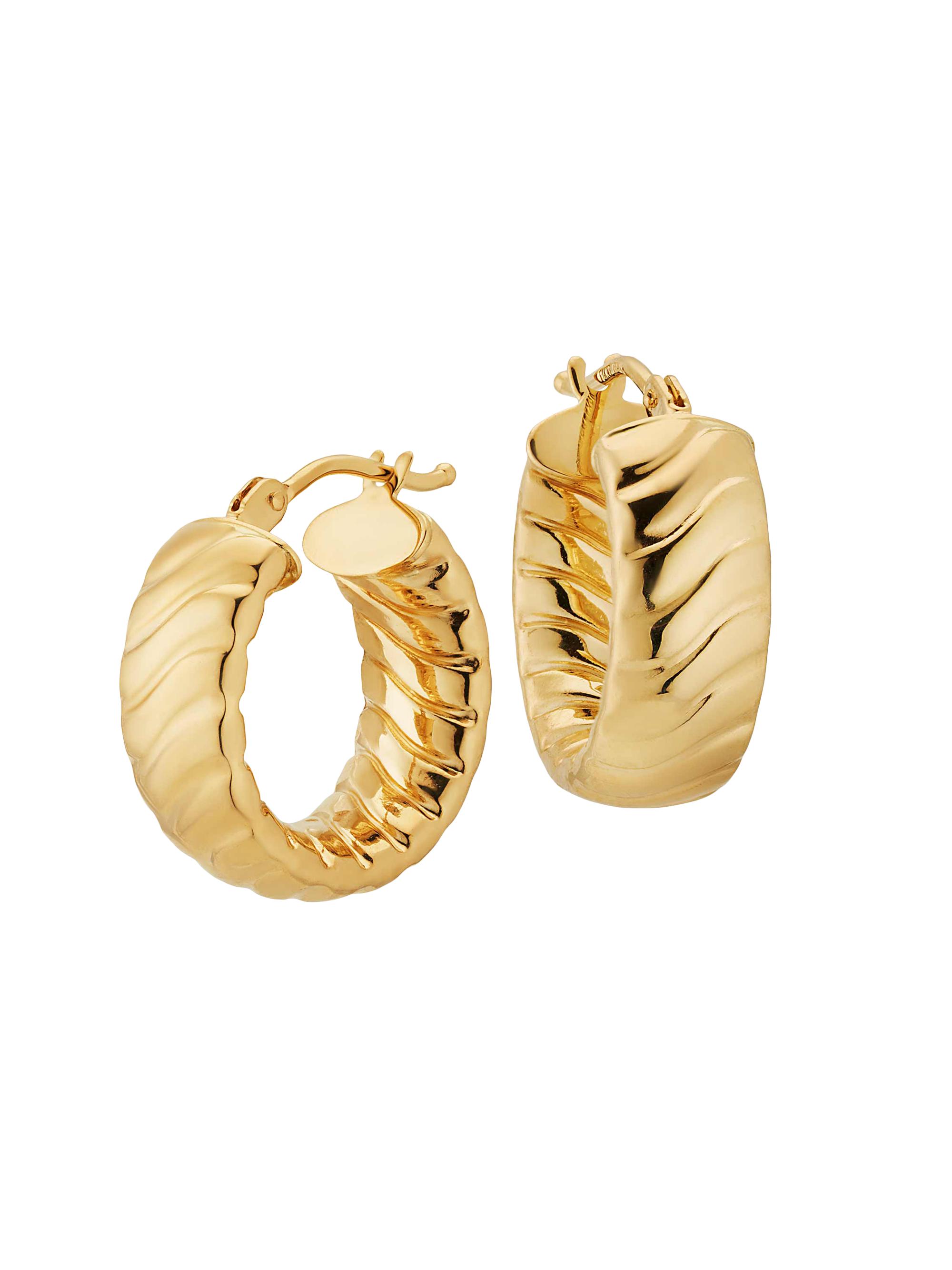 Oradina Women's 14K Yellow Gold Cobra Bold Hoops - Gold
