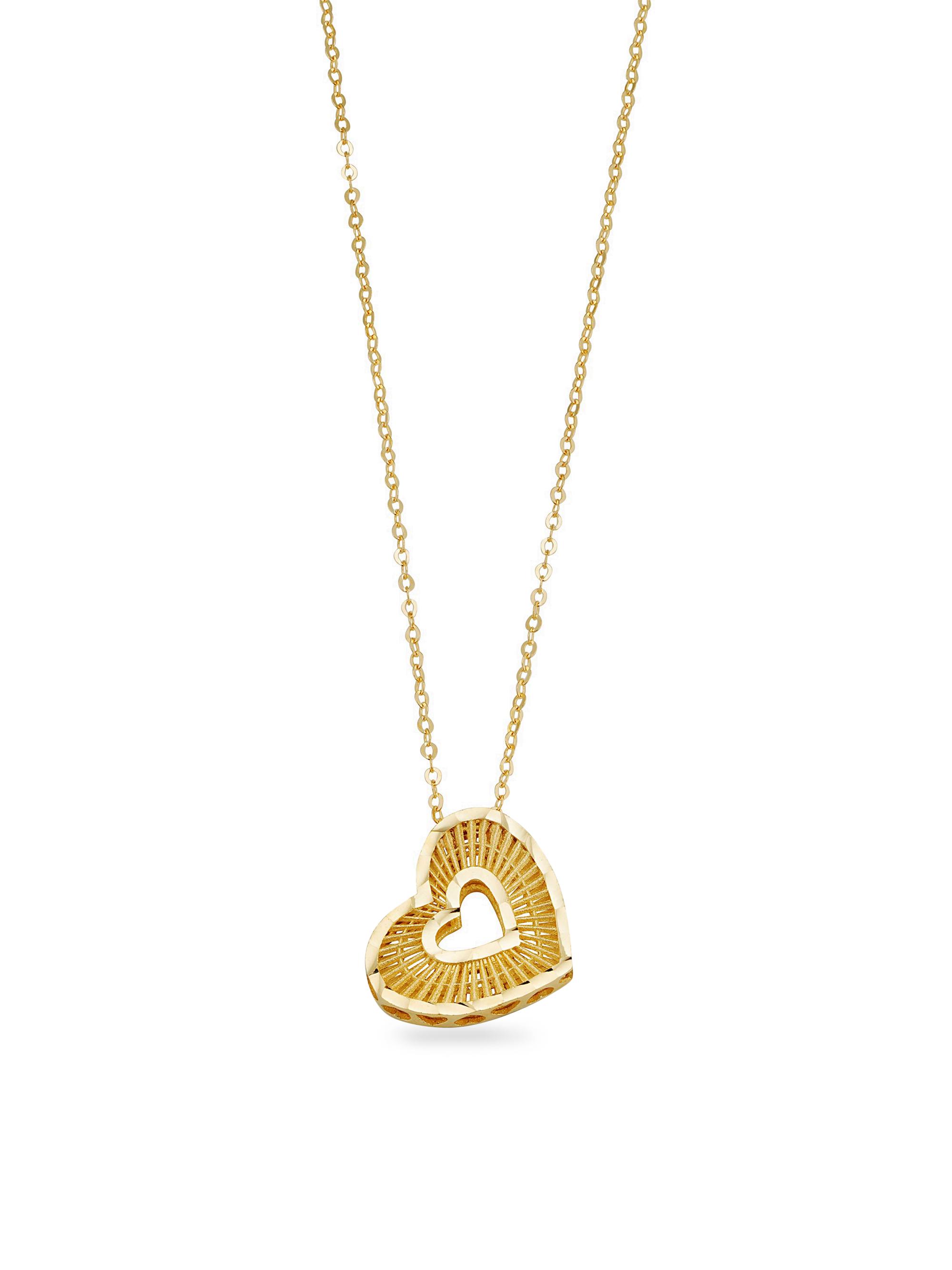 Oradina Women's 14K Yellow Gold Icon Heart Pendant Necklace - Gold