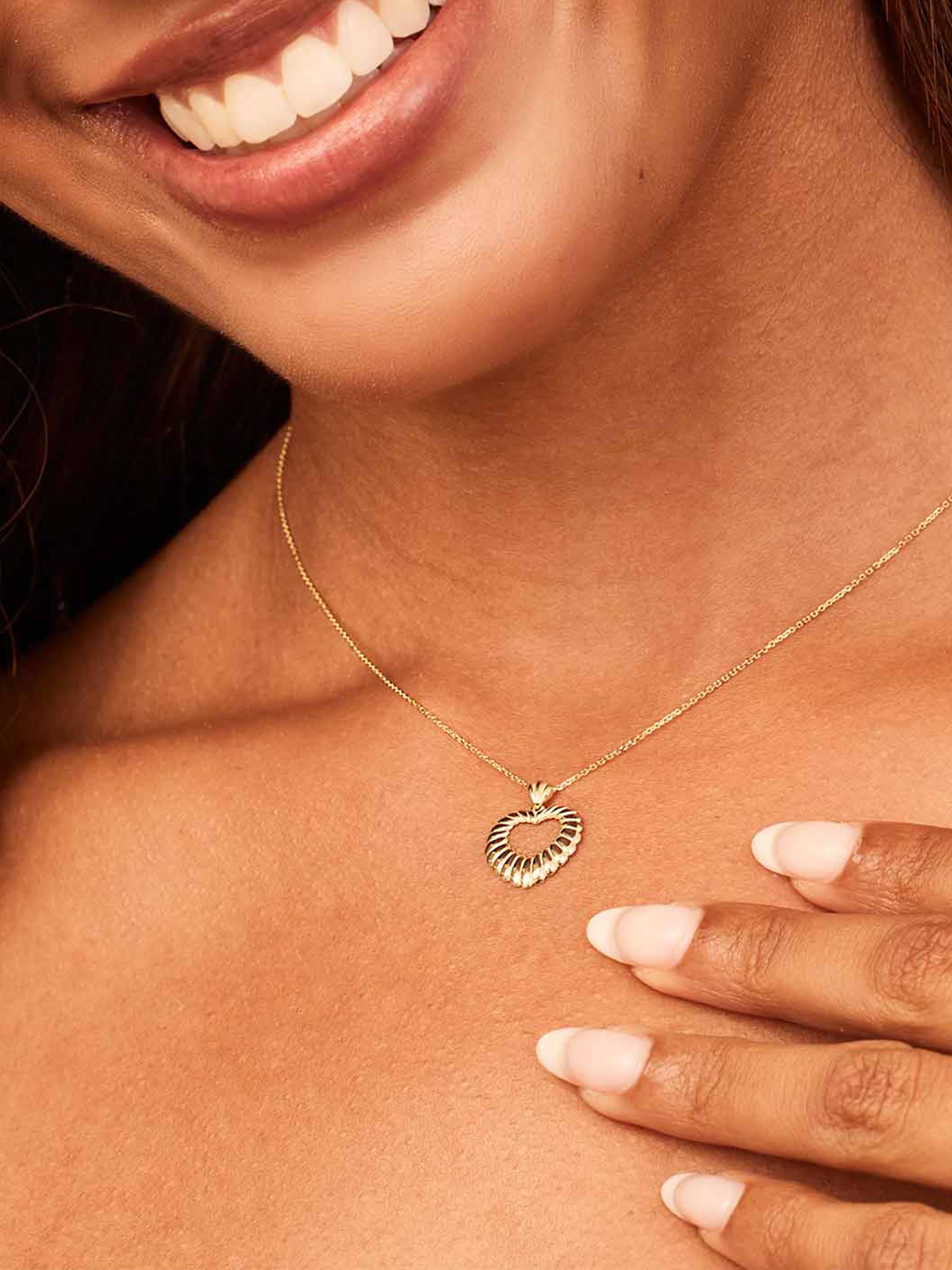Oradina 14K Yellow Gold Retro Heart Pendant Necklace | Saks Fifth