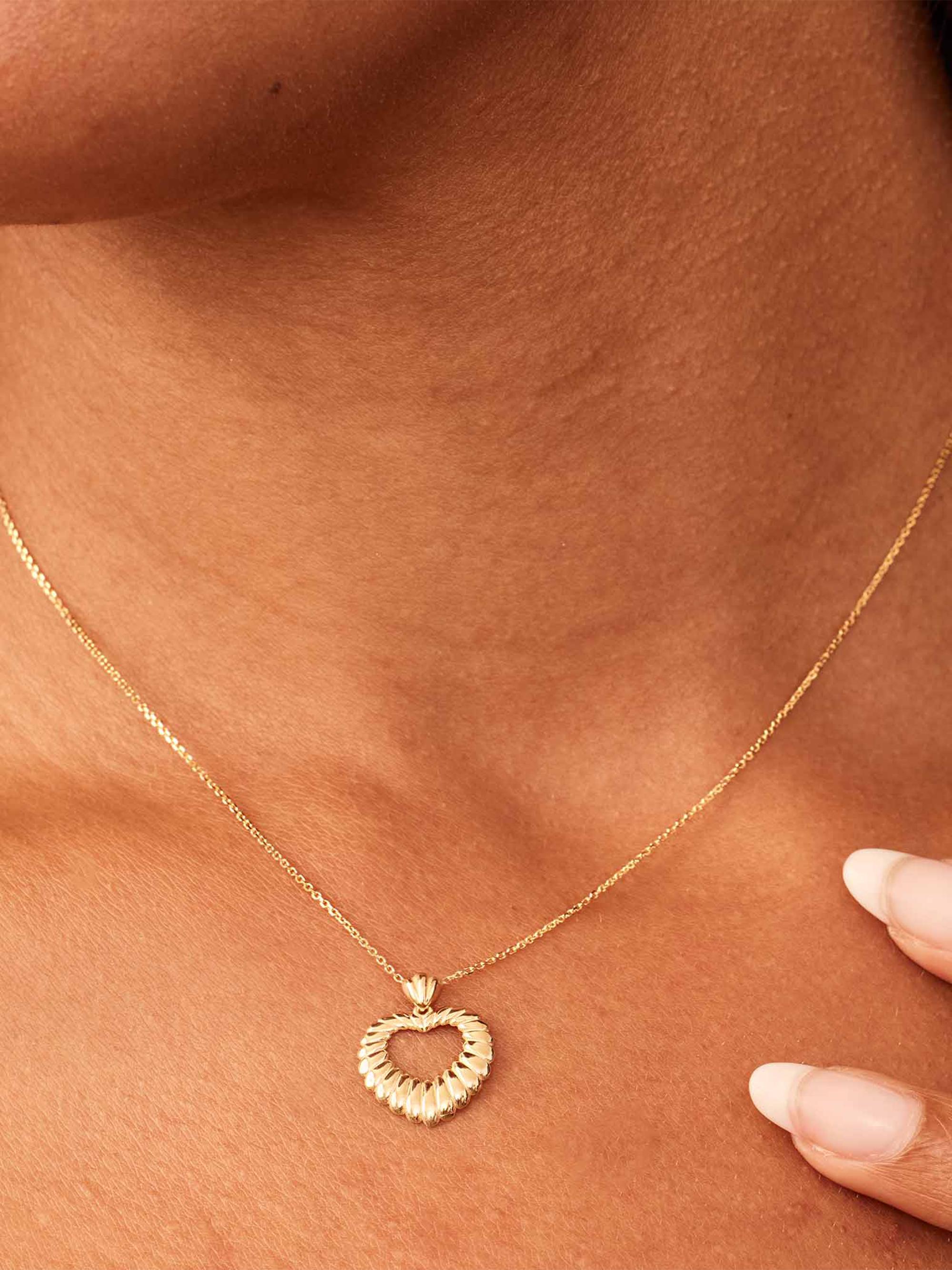 Oradina 14K Yellow Gold Retro Heart Pendant Necklace | Saks Fifth
