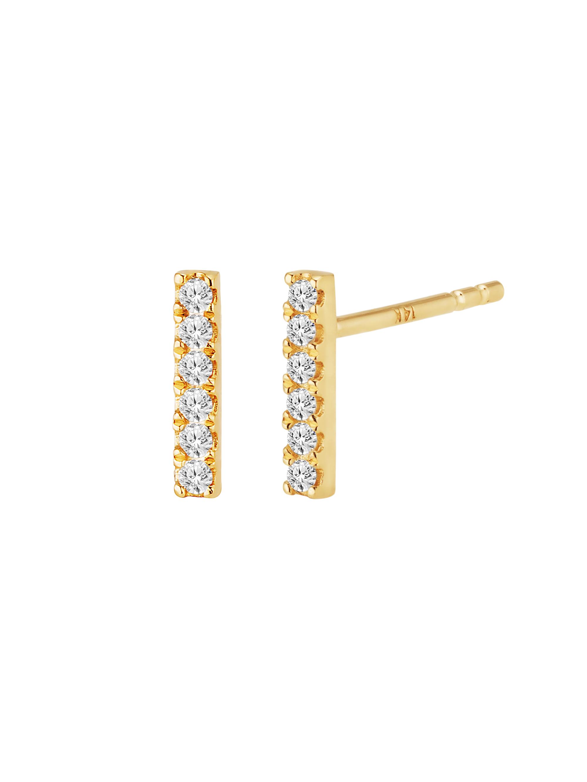 Oradina Women's 14K Yellow Gold Brooklyn Bar Diamond Studs - Gold Diamonds