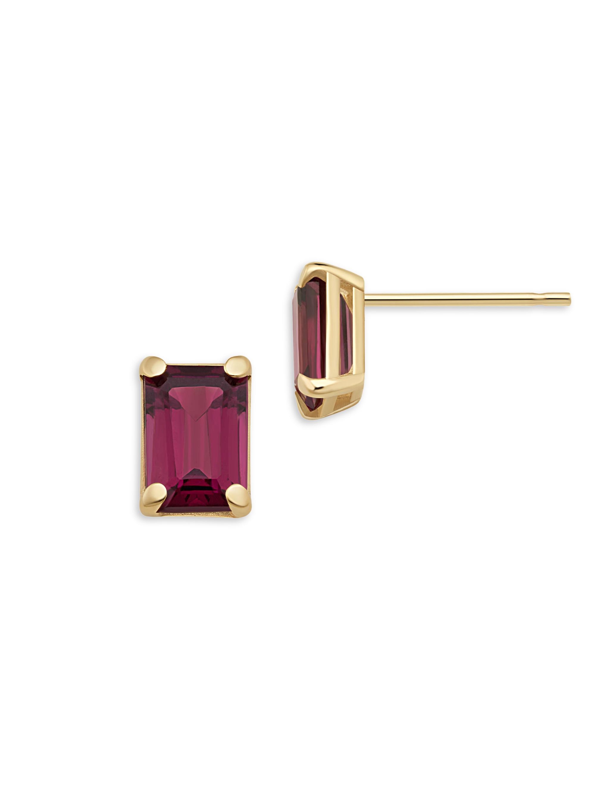 Oradina Women's 14K Date Me Birthstone Stud Earrings - Rhodolite July