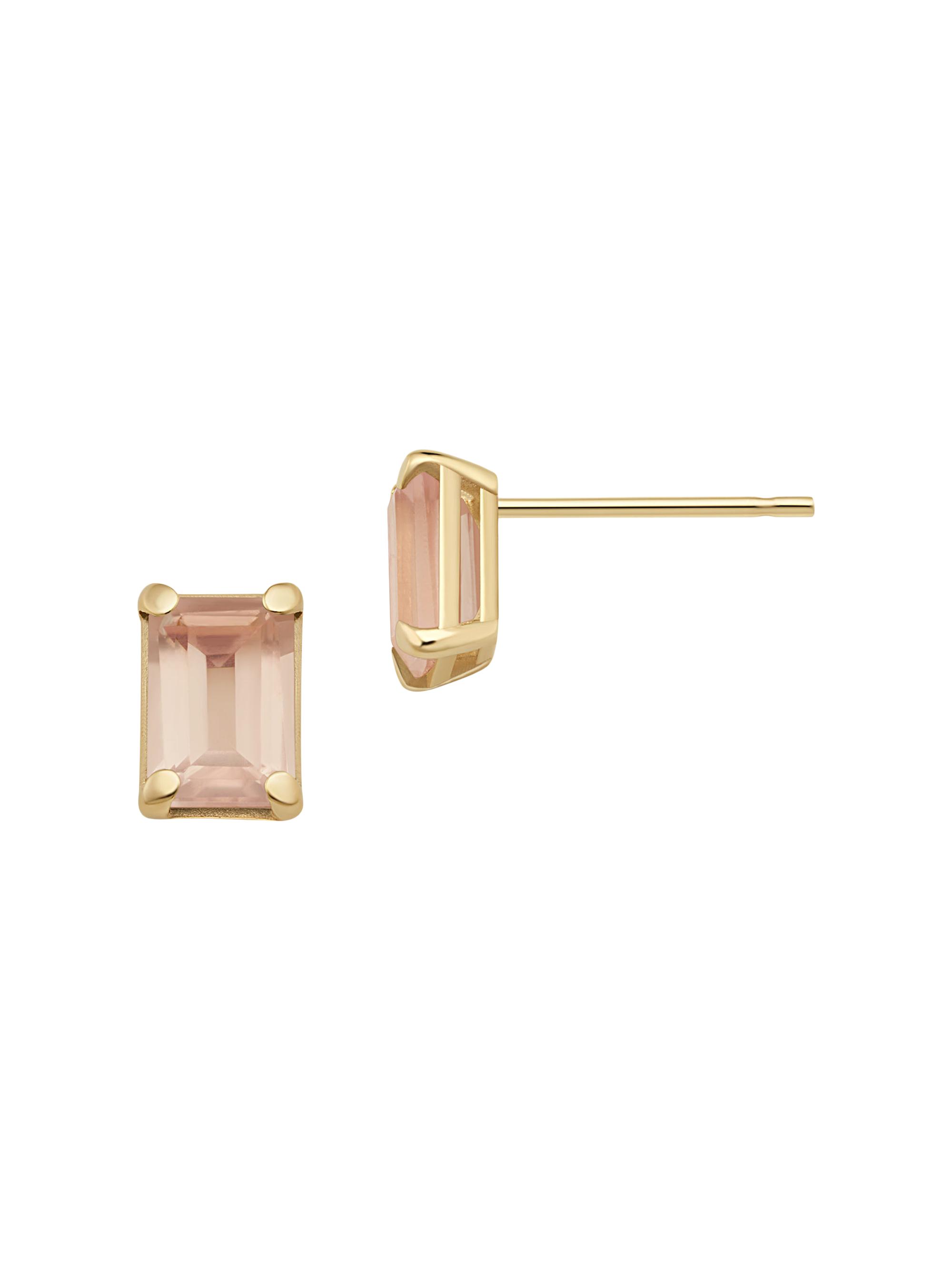 Oradina Women's 14K Date Me Birthstone Stud Earrings - Pink Quartz October