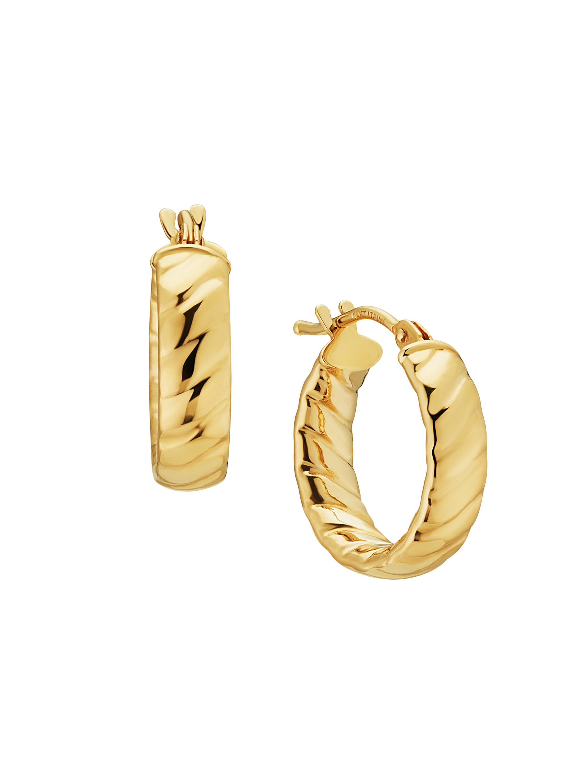 Oradina Women's 14K Yellow Gold Cobra Hoops - Gold