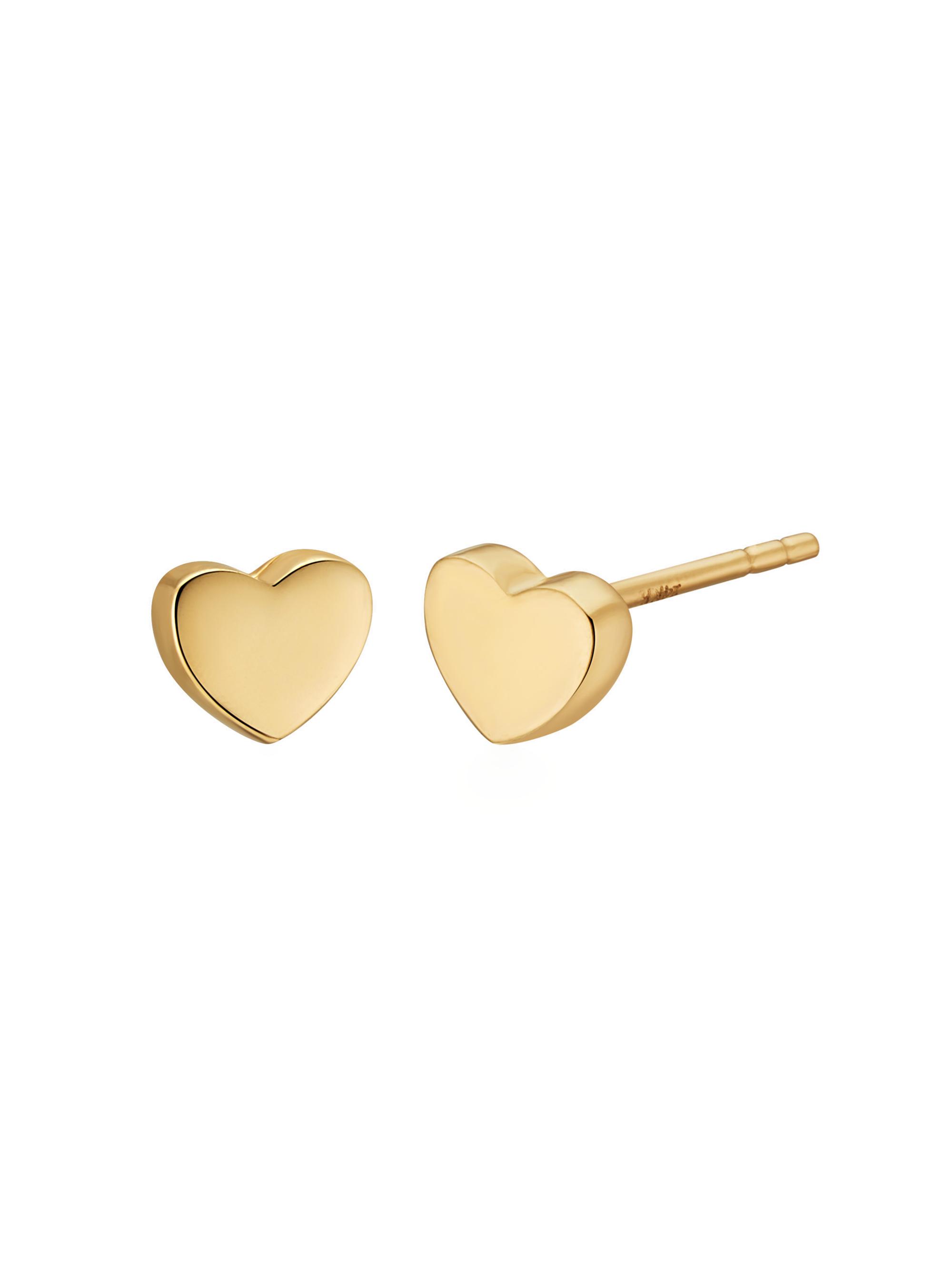 Oradina Women's 14K Yellow Gold Sweet Heart Studs - Gold