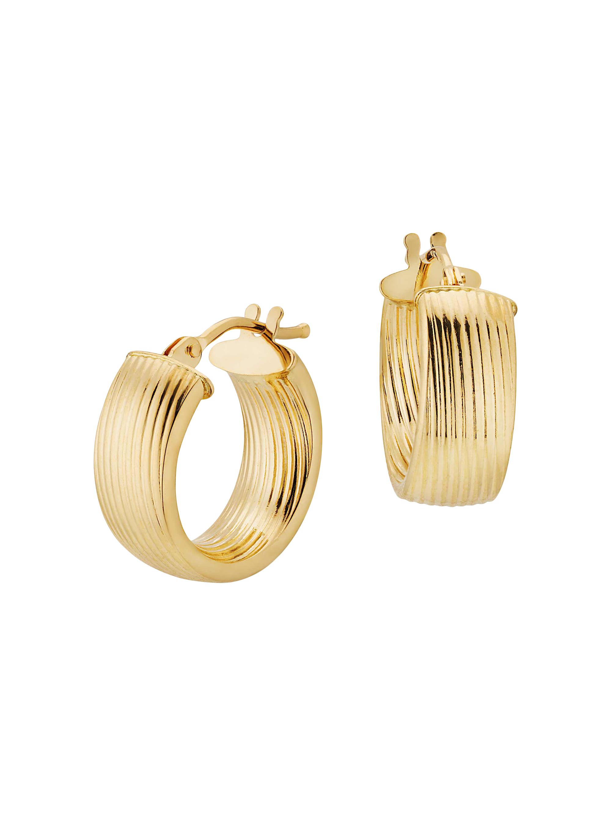 Oradina Women's 14K Yellow Gold Linear Band Hoops - Gold