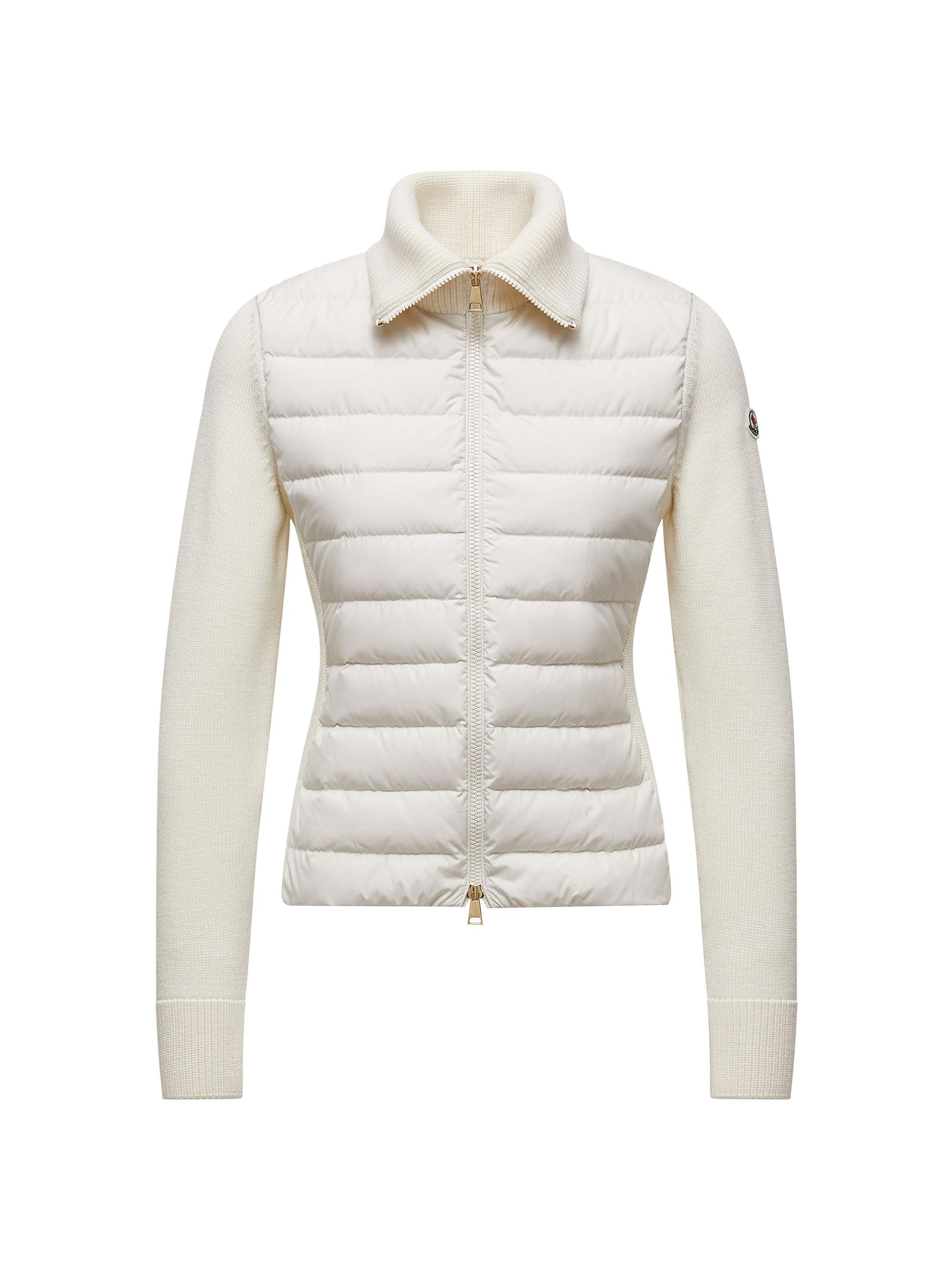 Moncler Women's Down Filled Zip Up Cardigan in Wool - Black