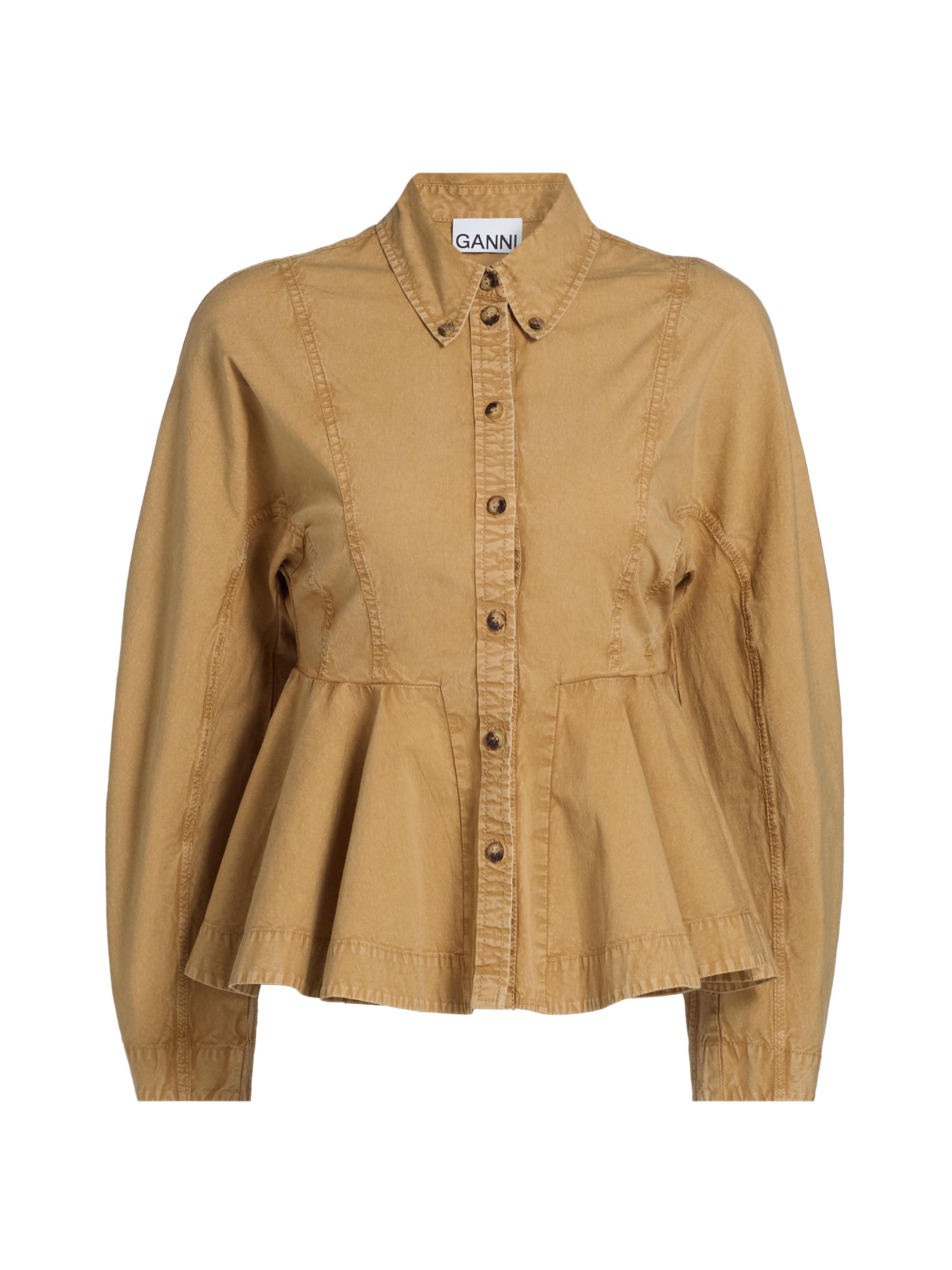 Ganni Women's Stretch Cotton Peplum Shirt - Lark