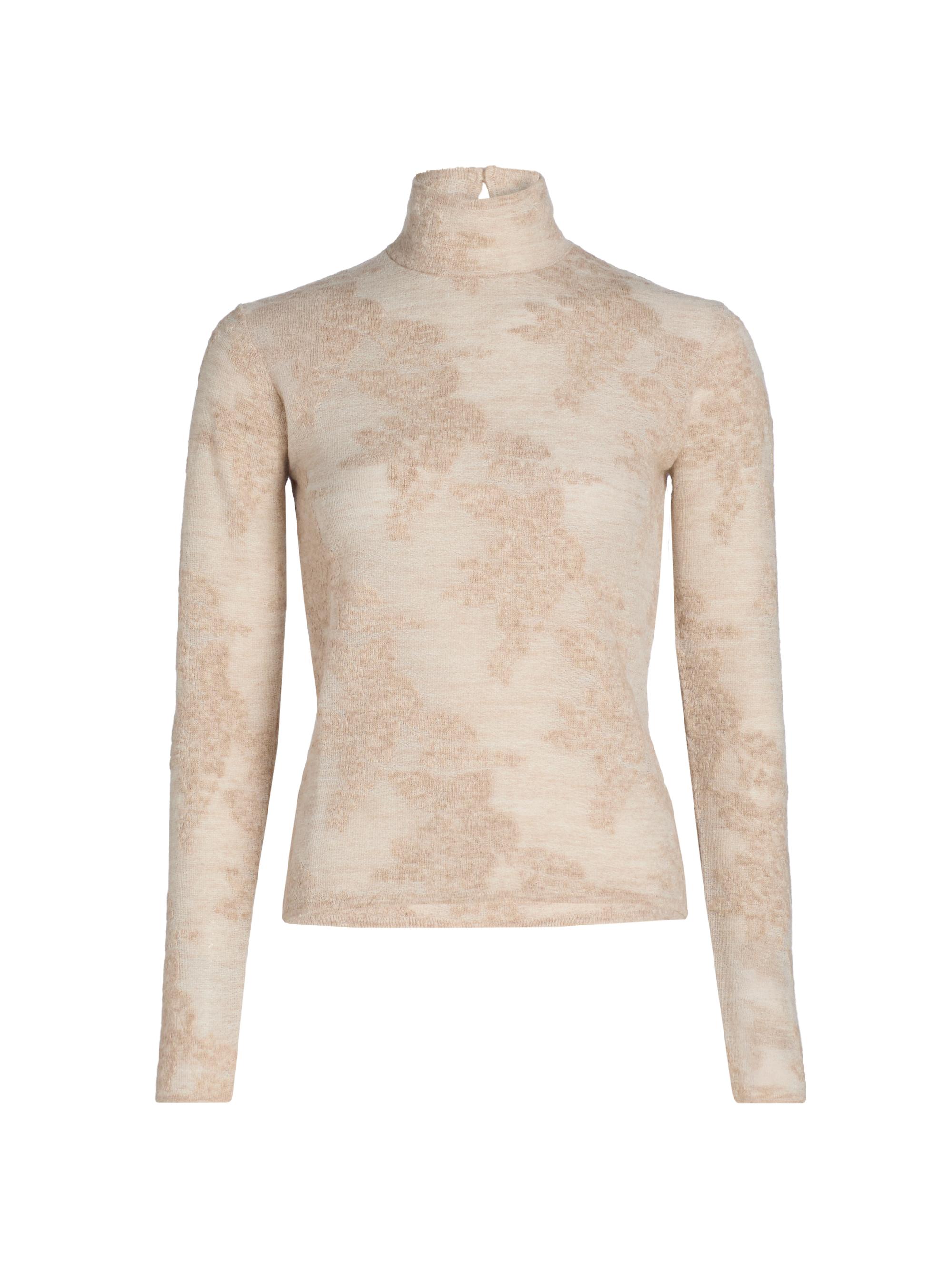 Ganni Women's Flower Jacquard Mock Turtleneck Sweater - Sand