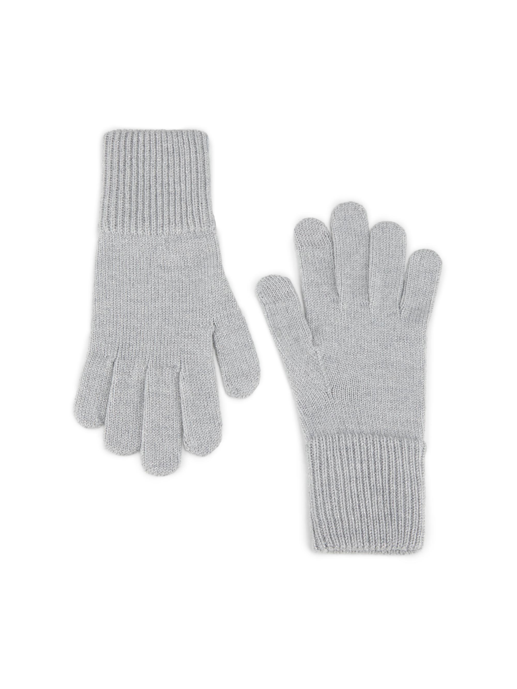 rag & bone Women's Blake Metallic Rib-Knit Wool-Blend Gloves - Silver