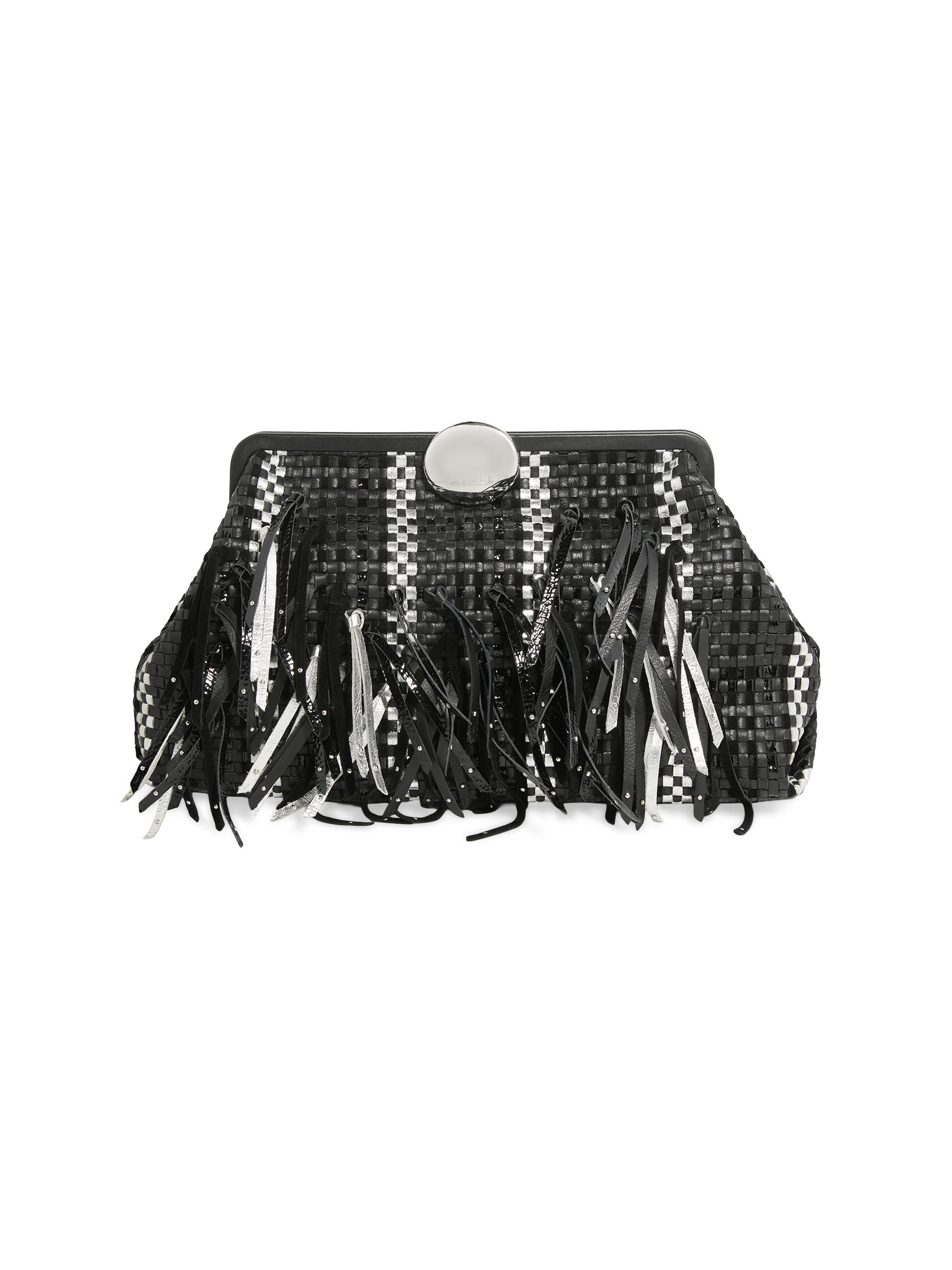Aimee Kestenberg Women's Full Circle Novelty XL Clutch - Black Fringe Woven
