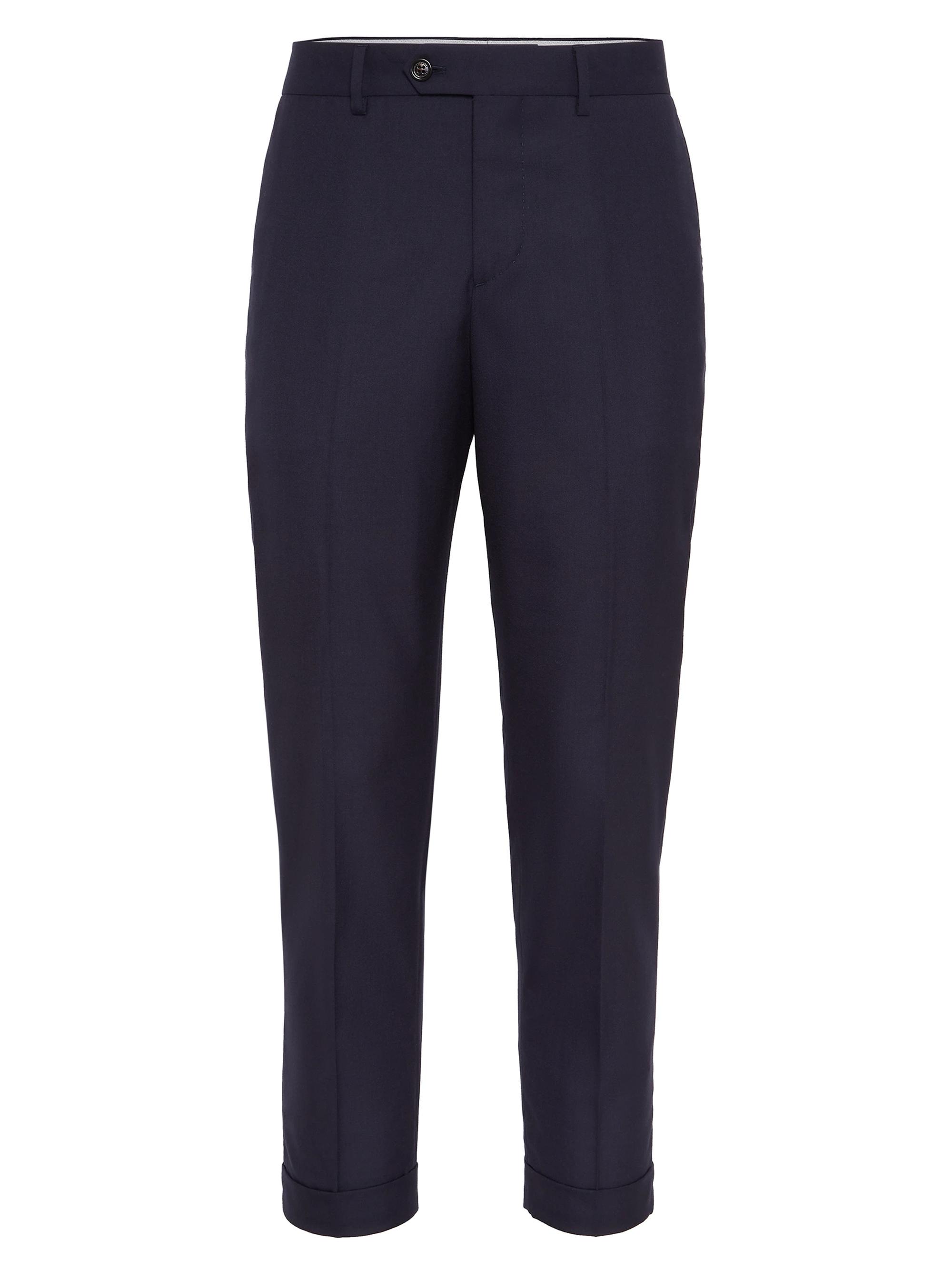 Brunello Cucinelli Men's Lightweight Cashmere Formal Fit Trousers - Navy Blue