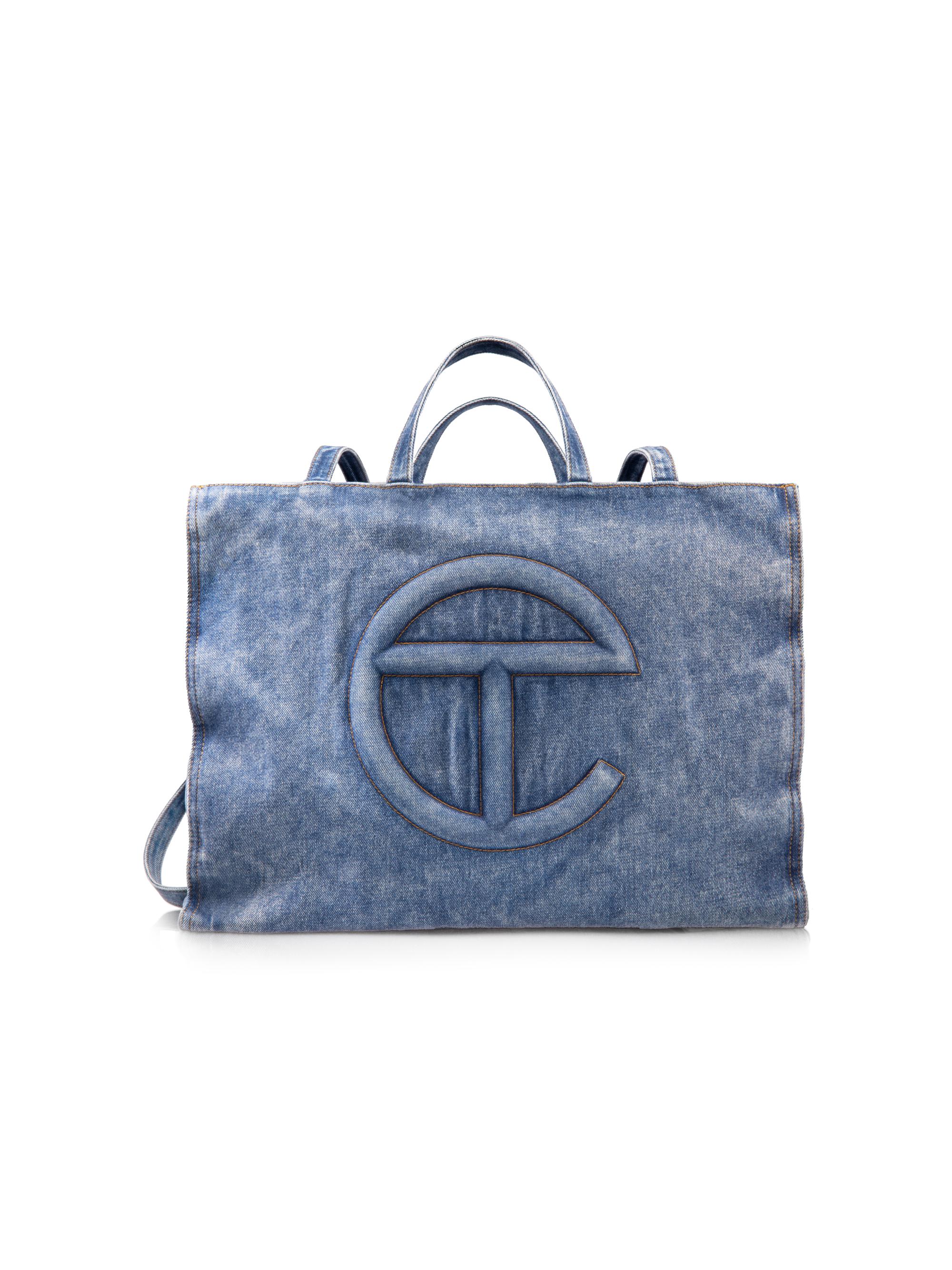TELFAR Men's  Denim Shopper Tote Bag - Blue Denim