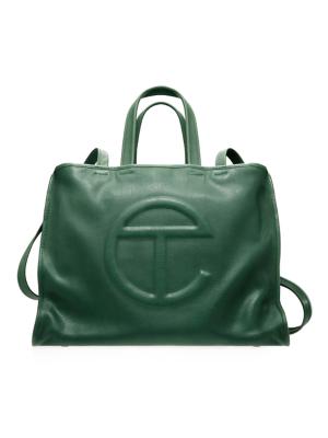TELFAR Men's  Carry Logo Leather Bag - Forest