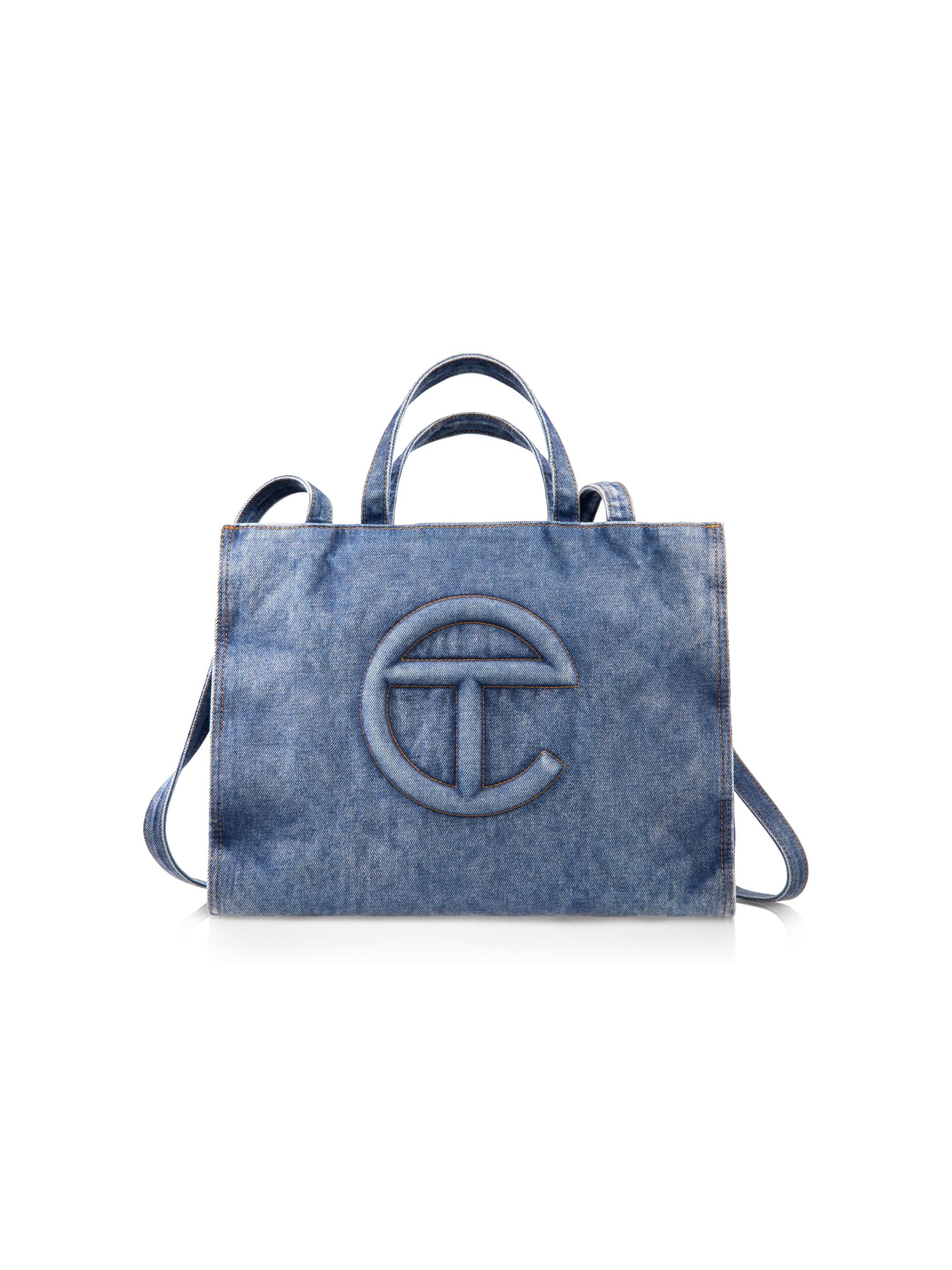 TELFAR Men's  Denim Shopper Tote Bag - Blue Denim - Women's Bags