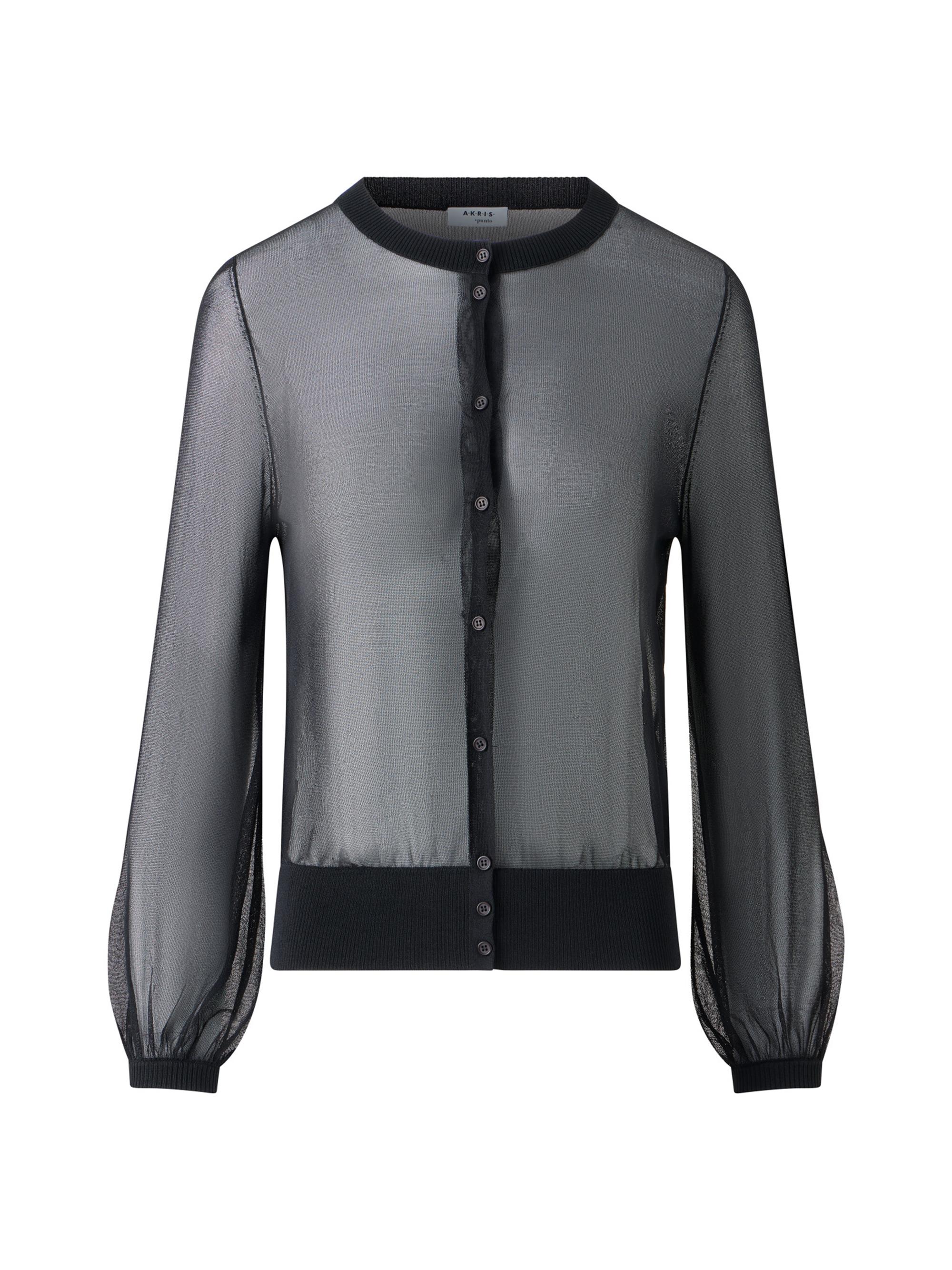 Akris punto Women's Sheer Blouson-Sleeve Cardigan - Black