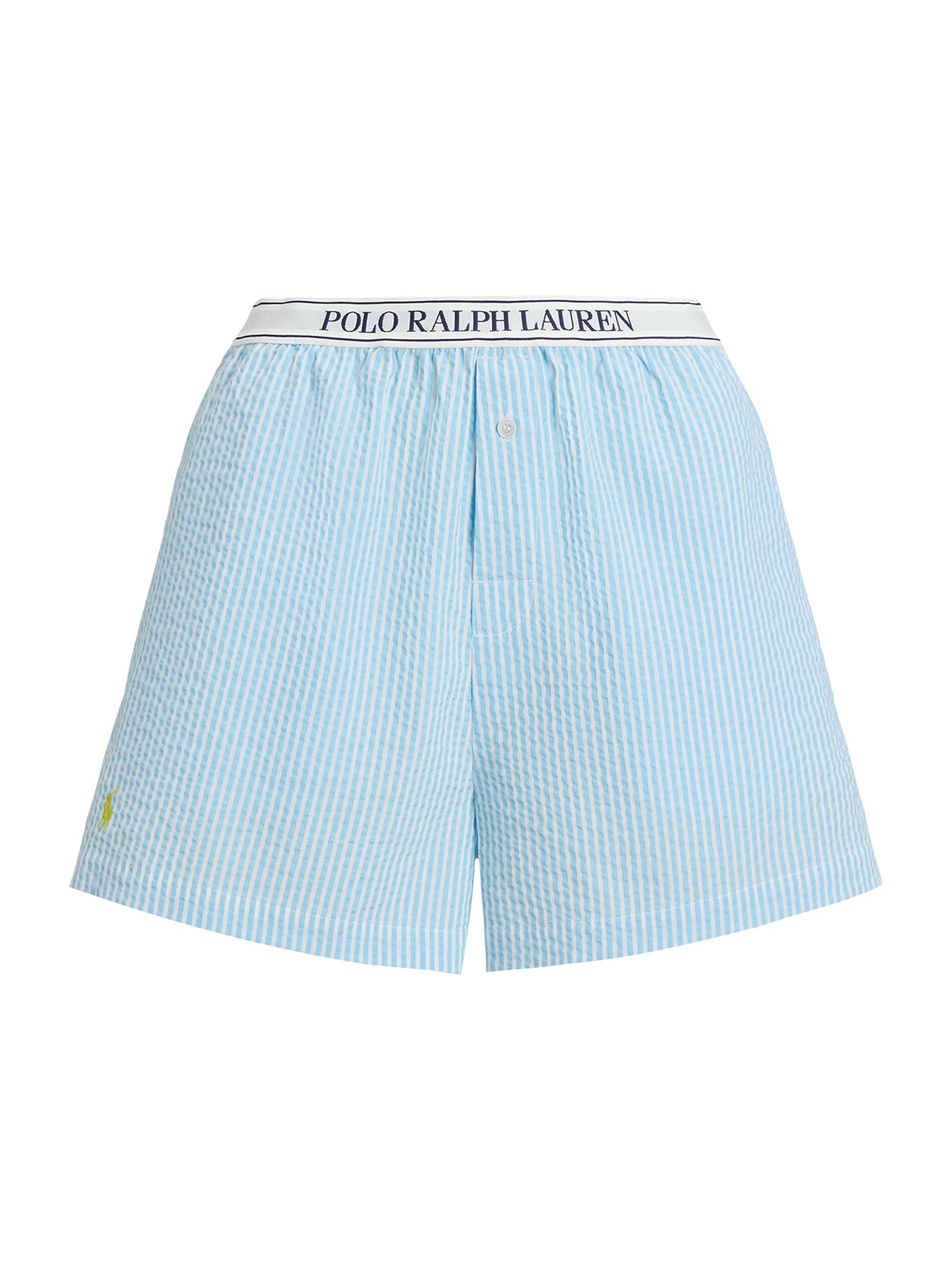 Polo Ralph Lauren Women's Seersucker Logo Waistband Boxer Shorts - Baltic Sea
