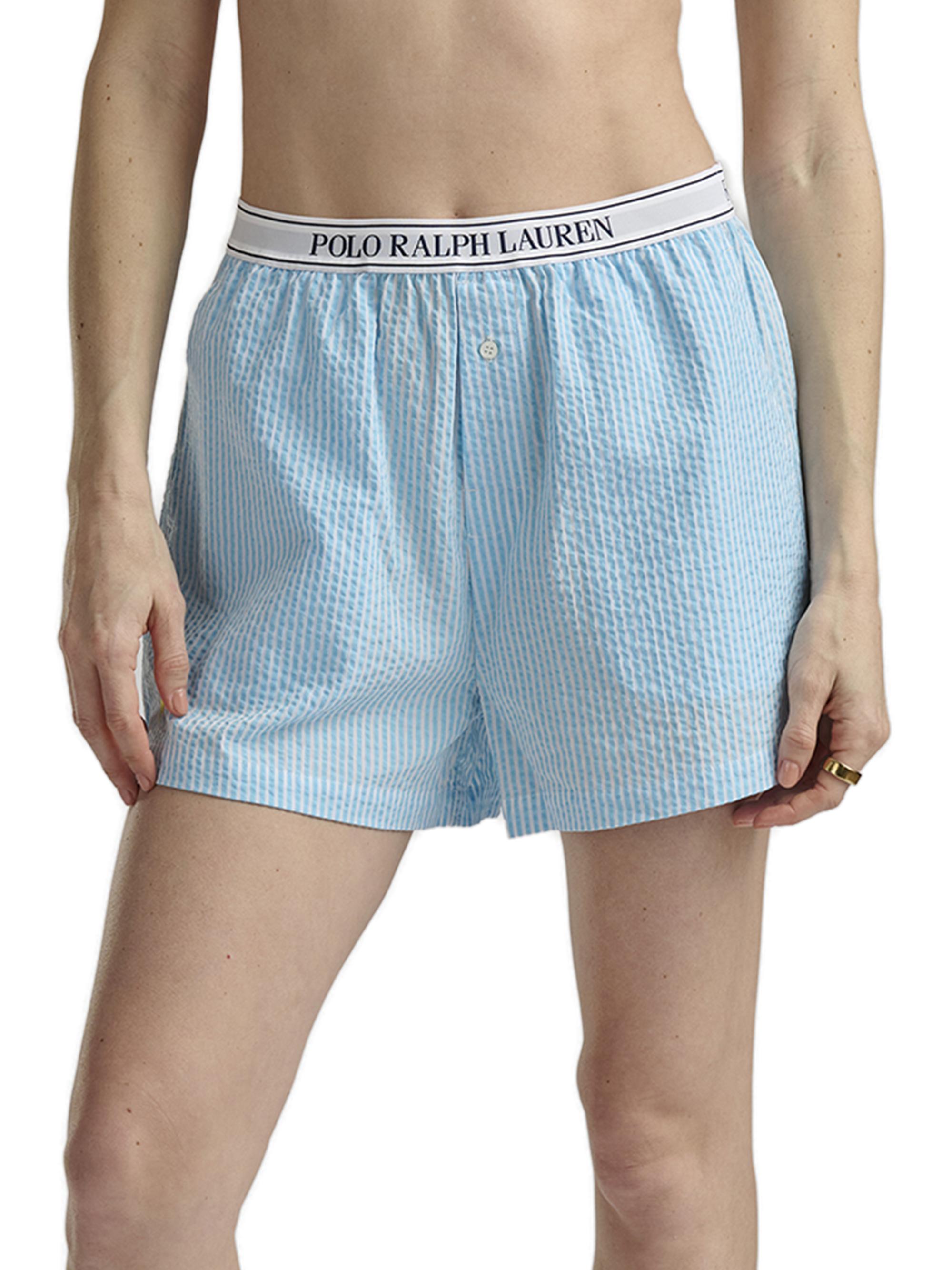 Polo Ralph Lauren Women's Seersucker Logo Waistband Boxer Shorts - Baltic Sea | Thumbnail 3