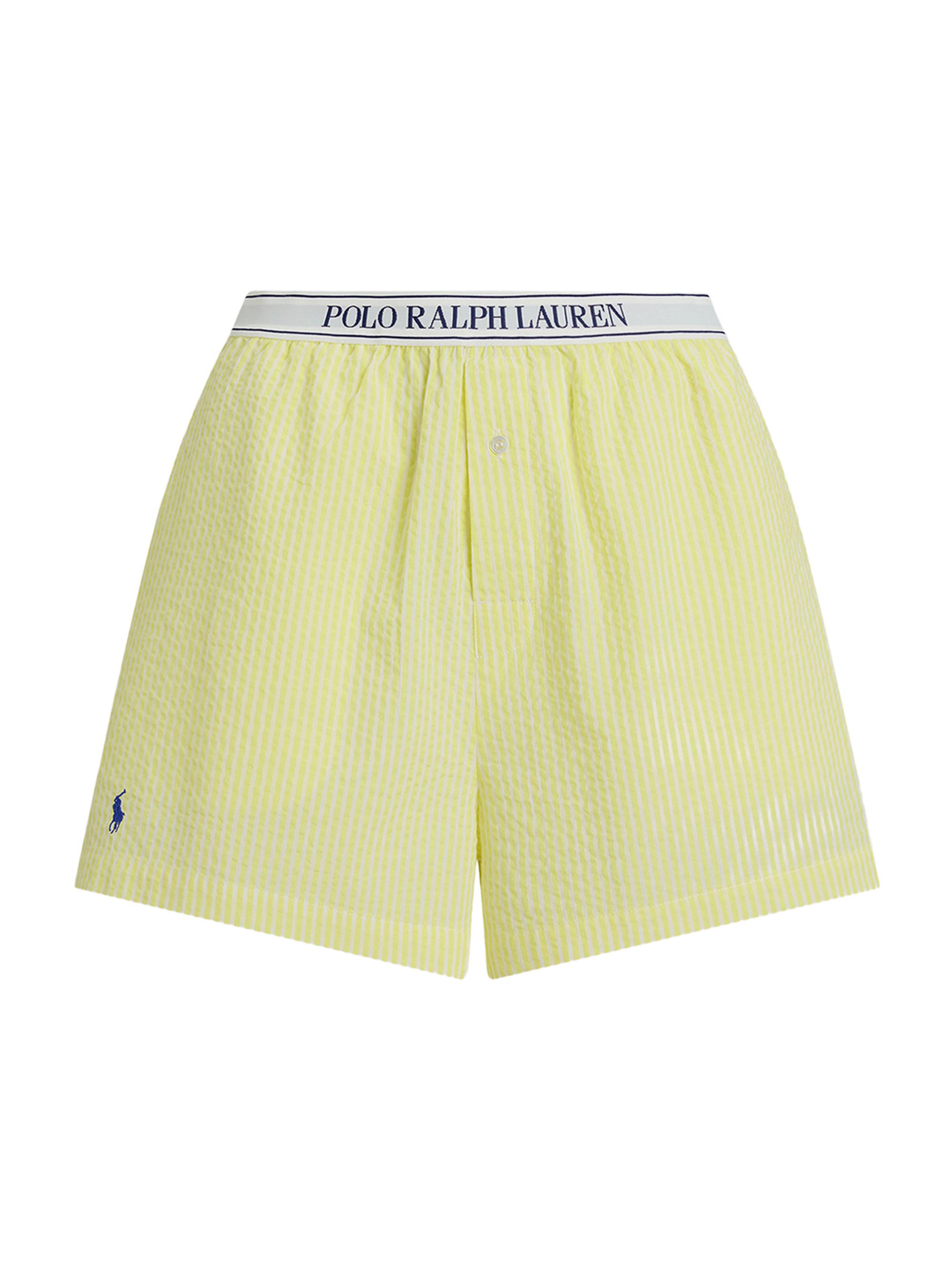 Polo Ralph Lauren Women's Seersucker Logo Waistband Boxer Shorts - Lemon Verbina