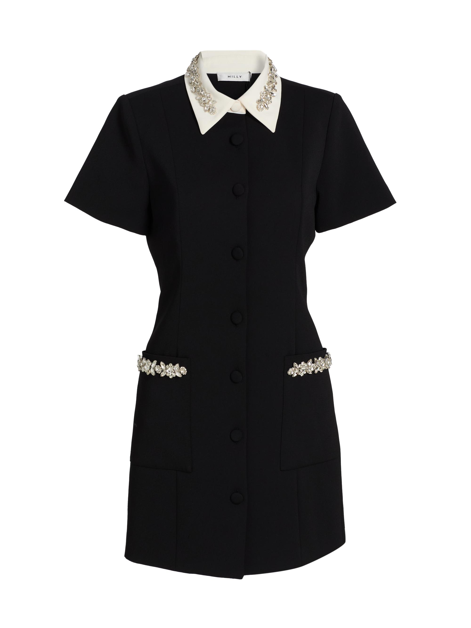 Milly Women's Sheelah Embellished Crepe Minidress - Black White