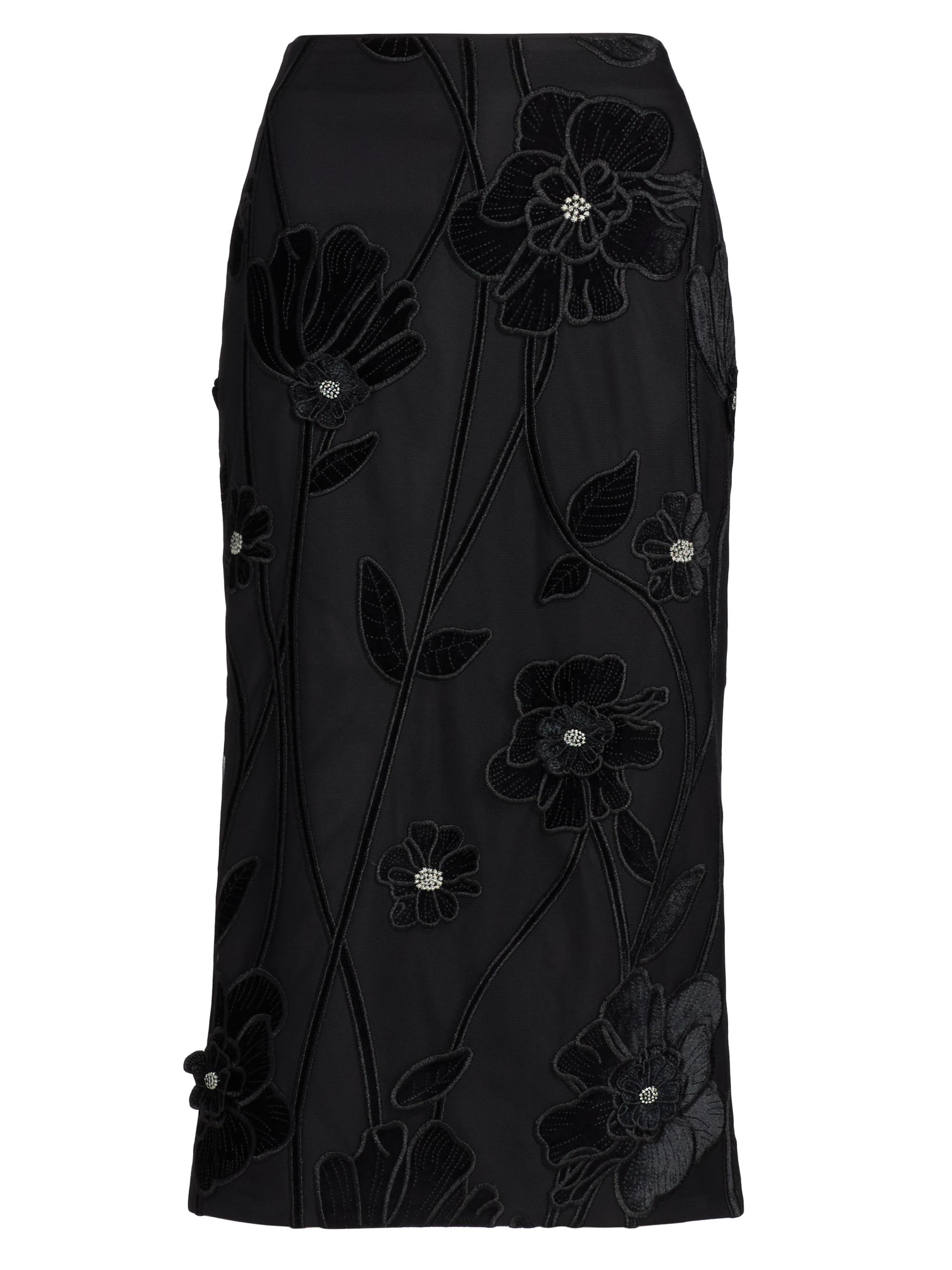 Milly Women's Rory Velvet-Floral Maxi Skirt - Black