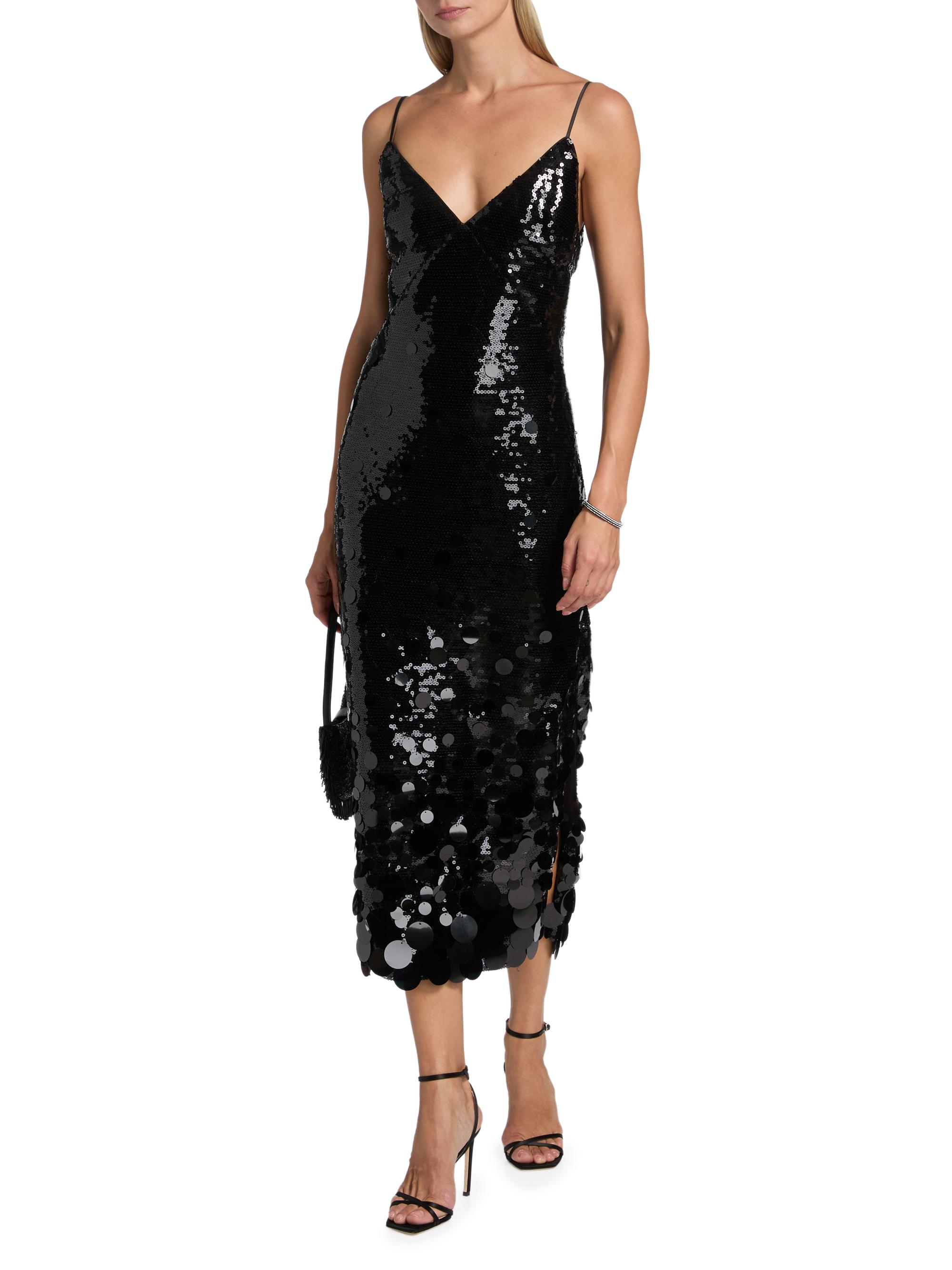 Milly Women's Rae Sequin-embellished Midi-Dress - Black - Size 4