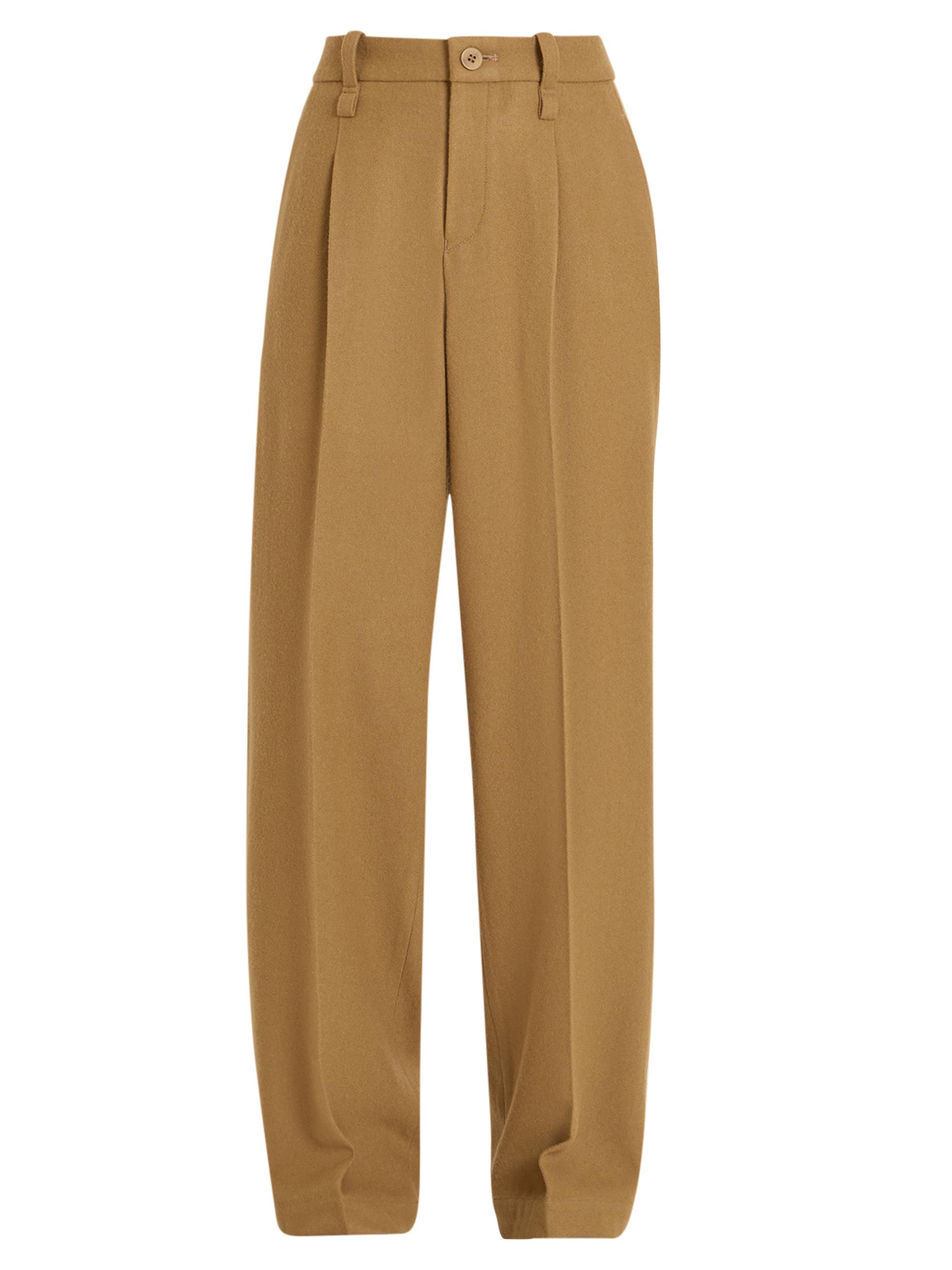 Issey Miyake Women's Pleated Wool Tweed Pants - Beige