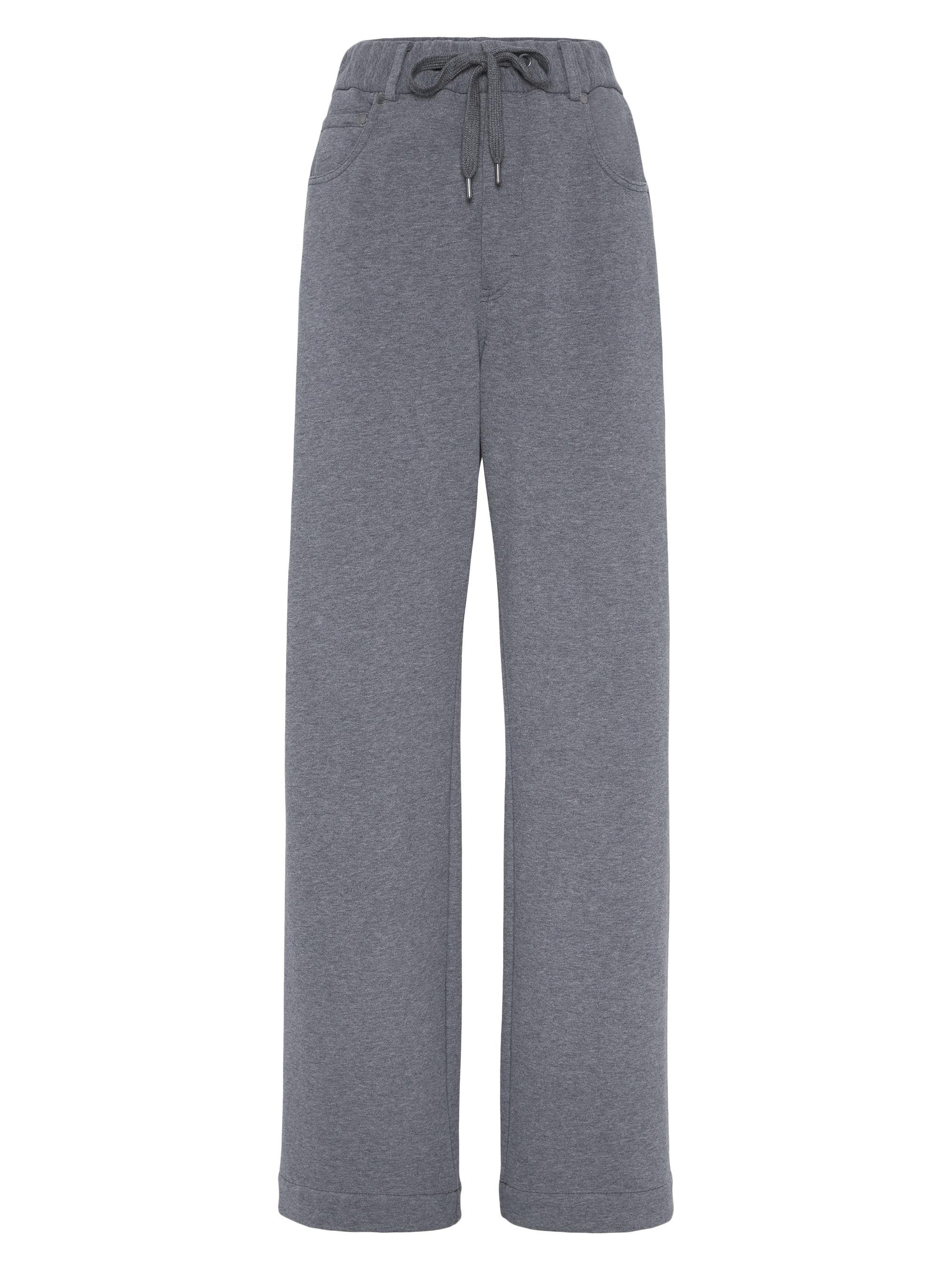 Brunello Cucinelli Women's Cotton Smooth French Terry Loose Five Pocket Trousers - Lead