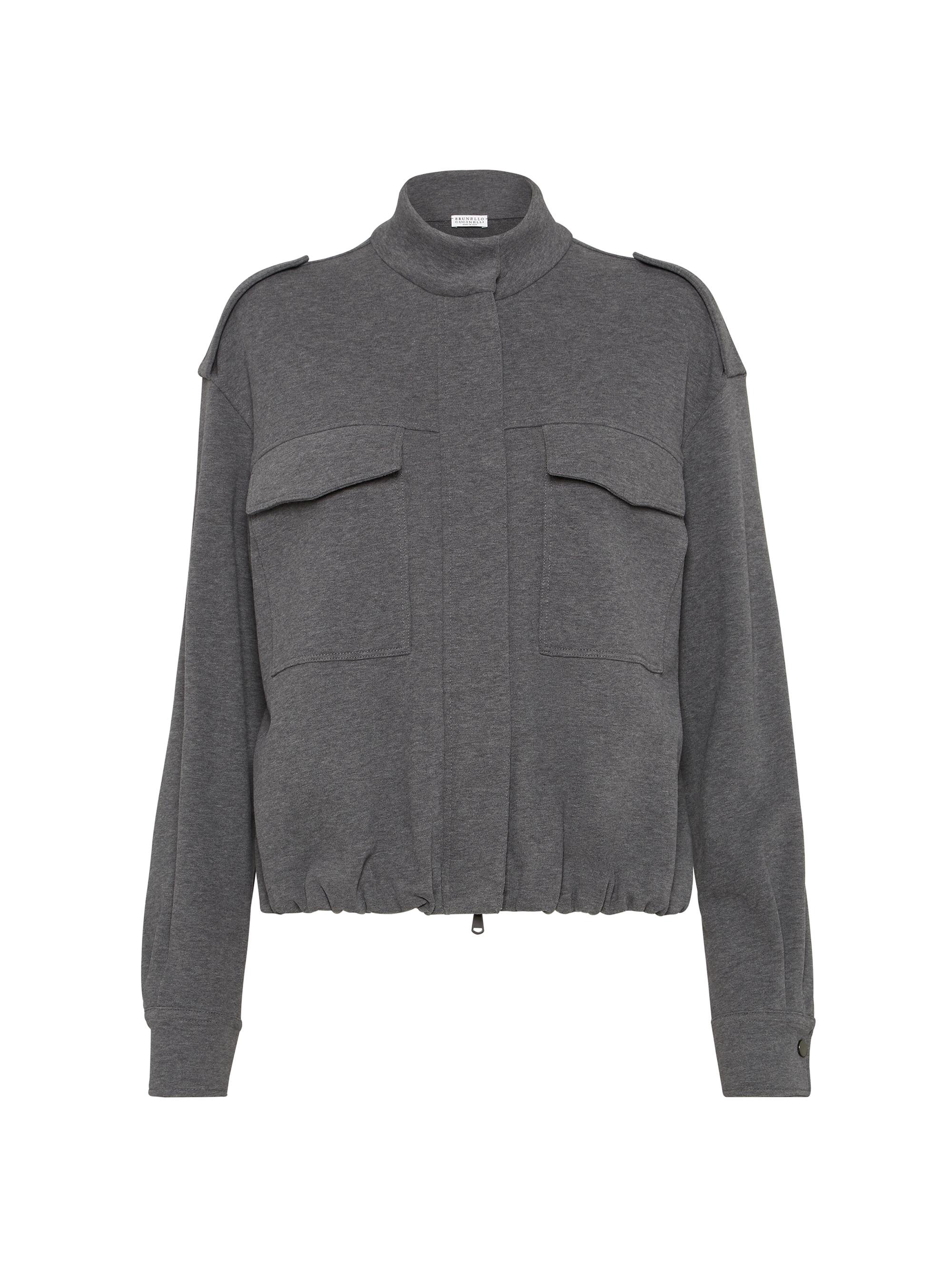 Brunello Cucinelli Women's Cotton Smooth French Terry Outerwear Style Sweatshirt - Lead