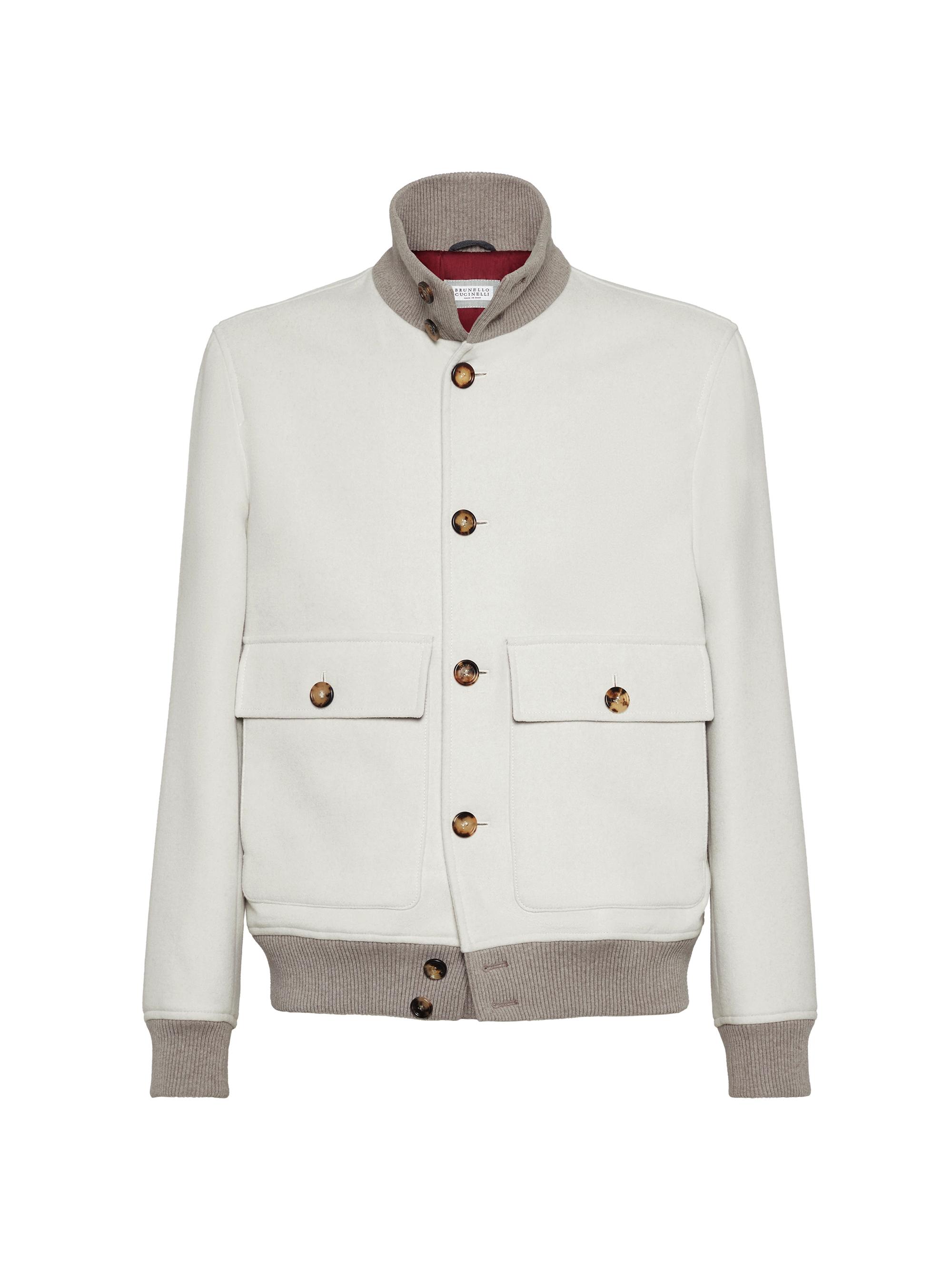 Brunello Cucinelli Men's Wool Flannel Double Cloth Bomber Jacket - Panama