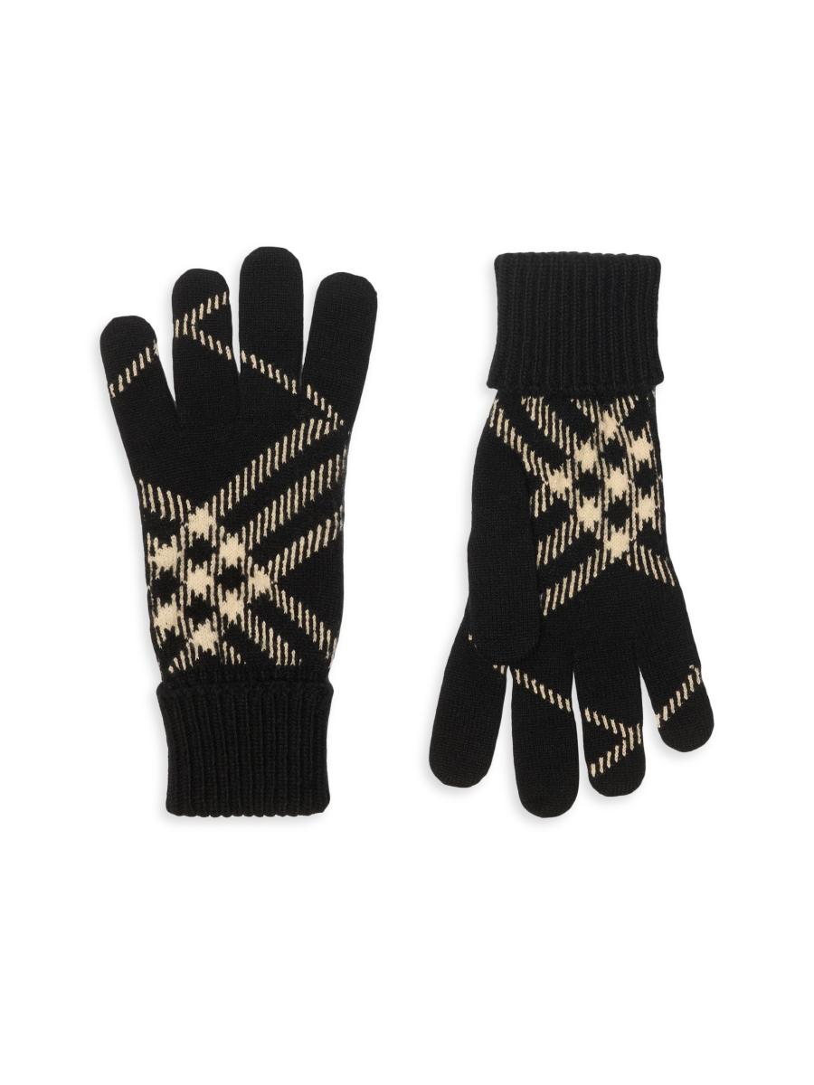 Burberry Check Cashmere-Blend Gloves | Saks Fifth Avenue