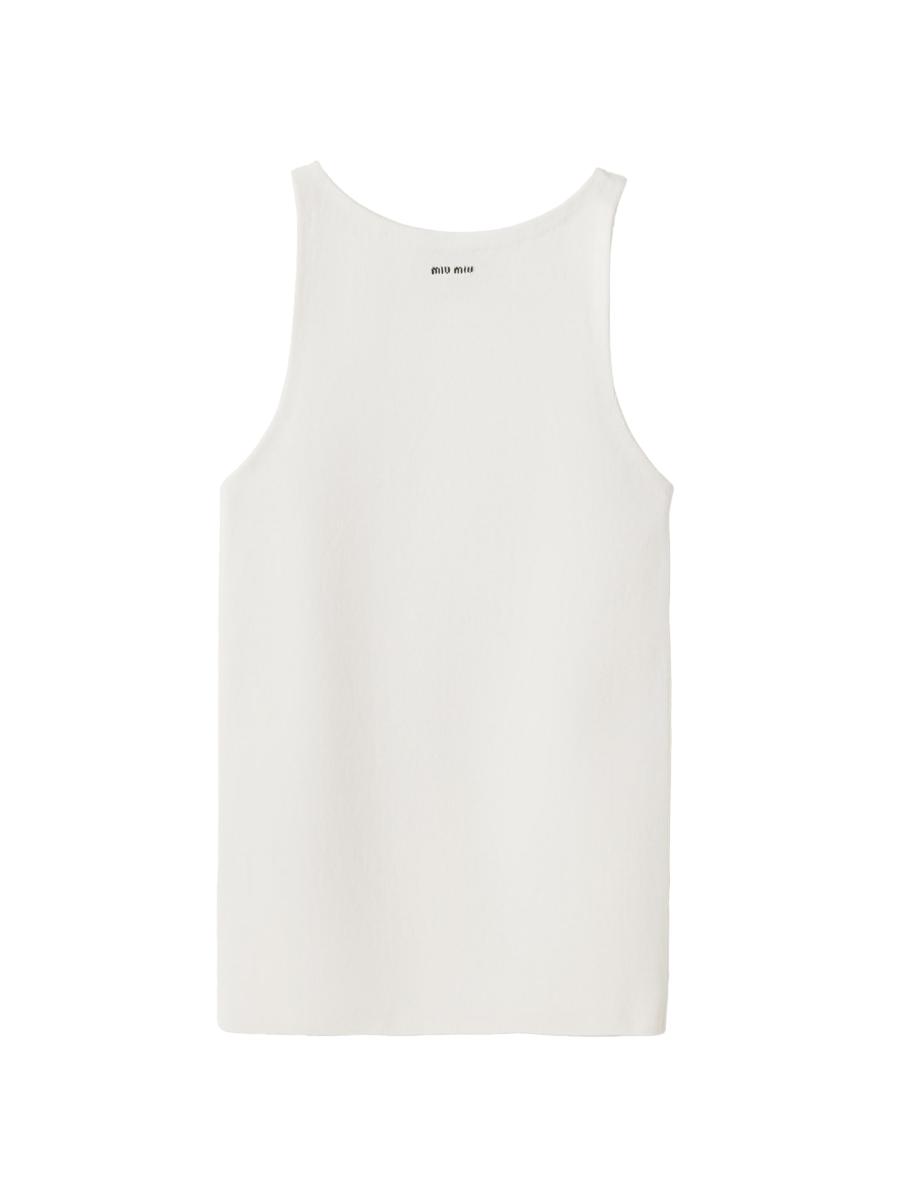Miu Miu Women's Cotton Knit Tank Top In White