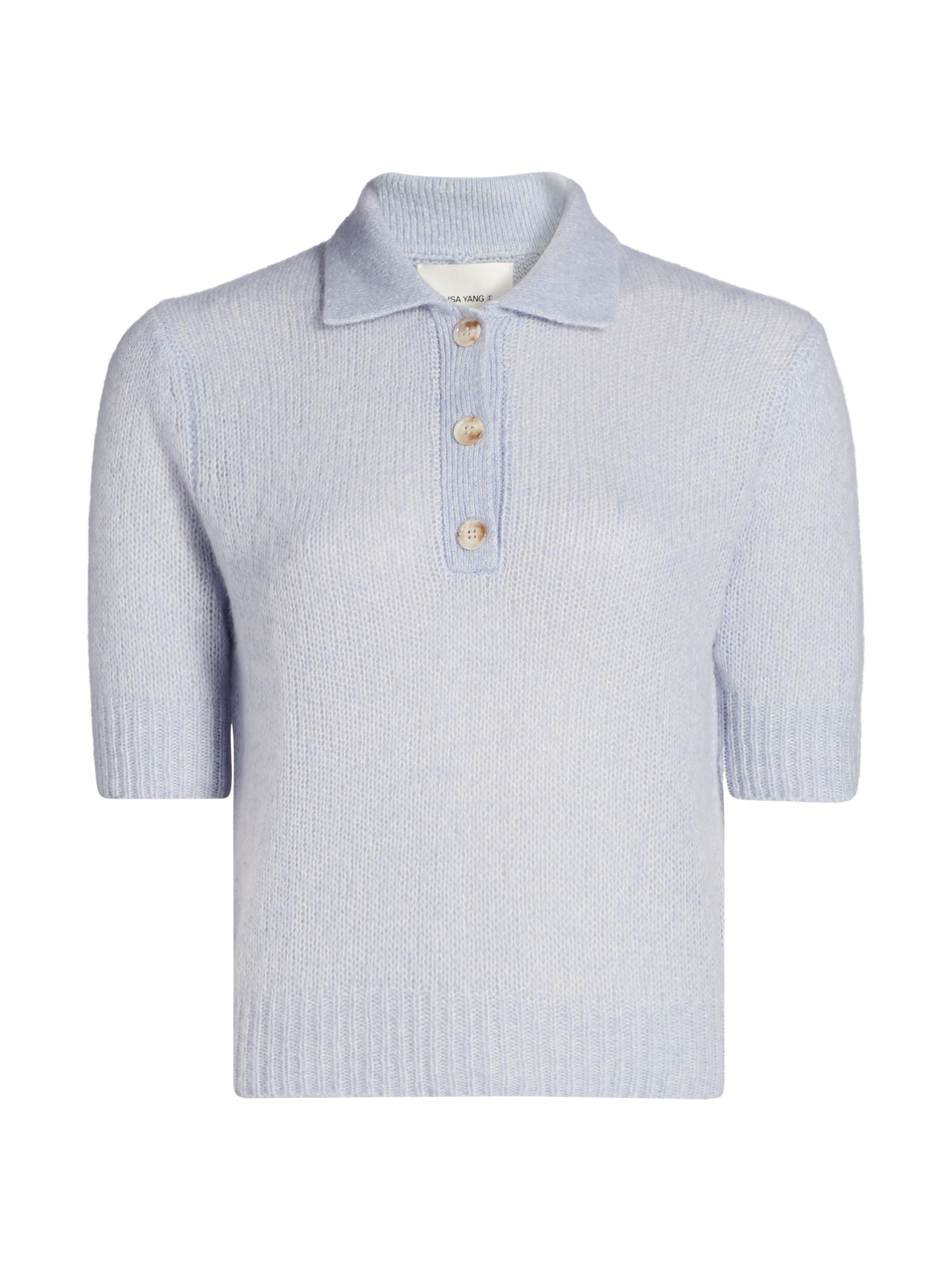 Lisa Yang Women's Sea Breeze Cashmere-Silk Polo Sweater - Sea Breeze