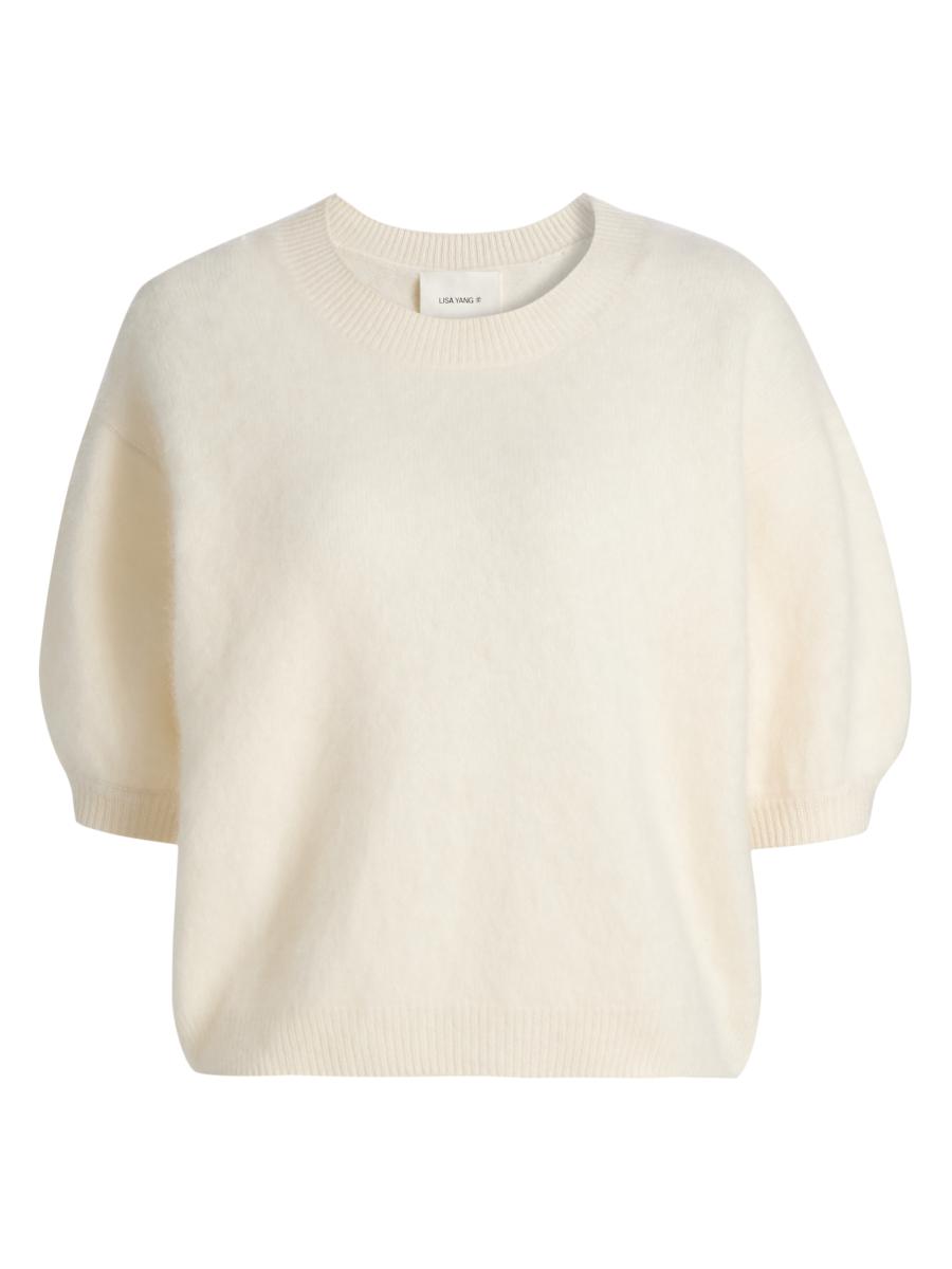 Lisa Yang Women's Juniper Cashmere Crop Sweater In White