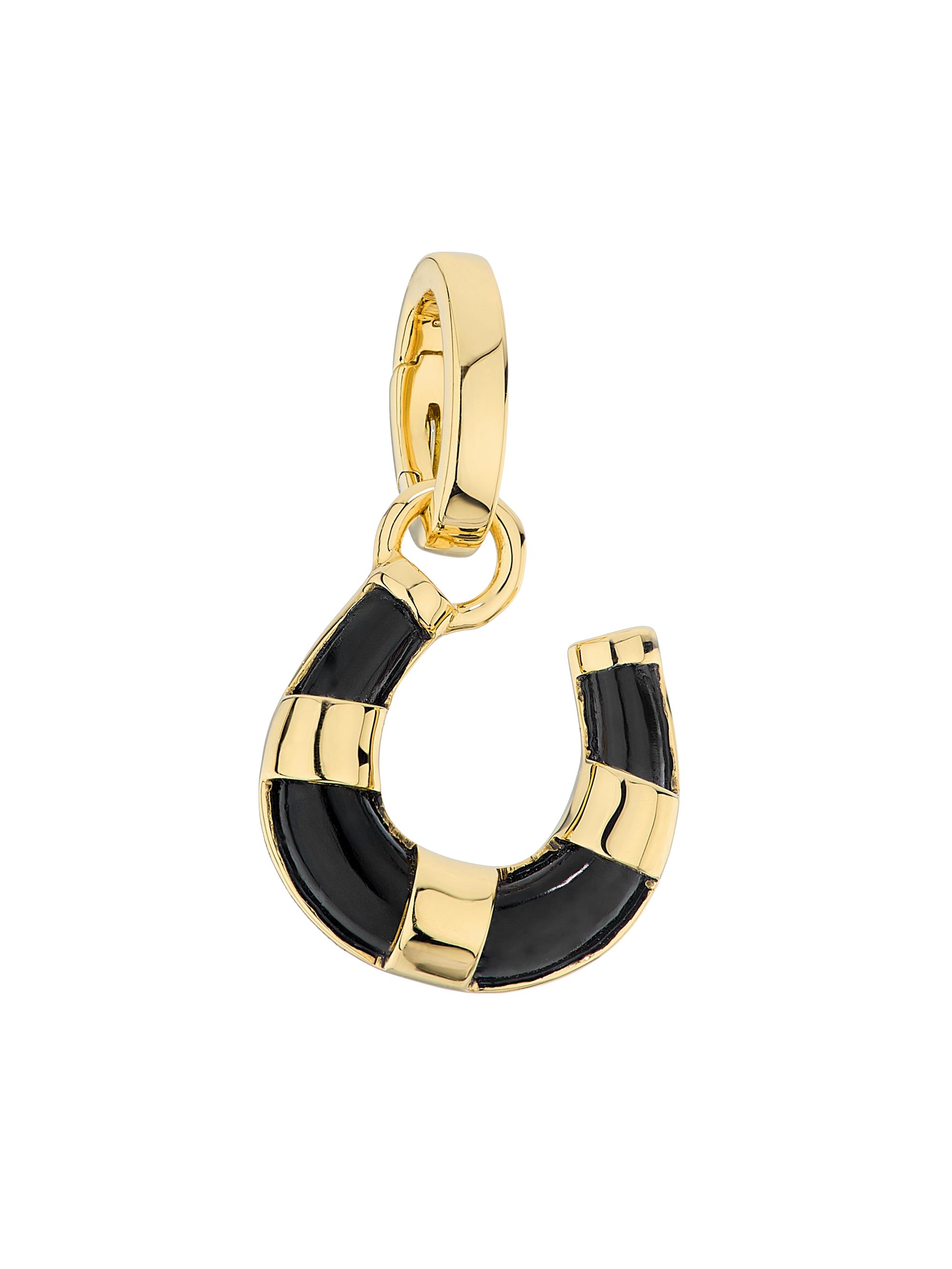 Protection 18K Yellow Gold & Black Onyx Horseshoe Pendant