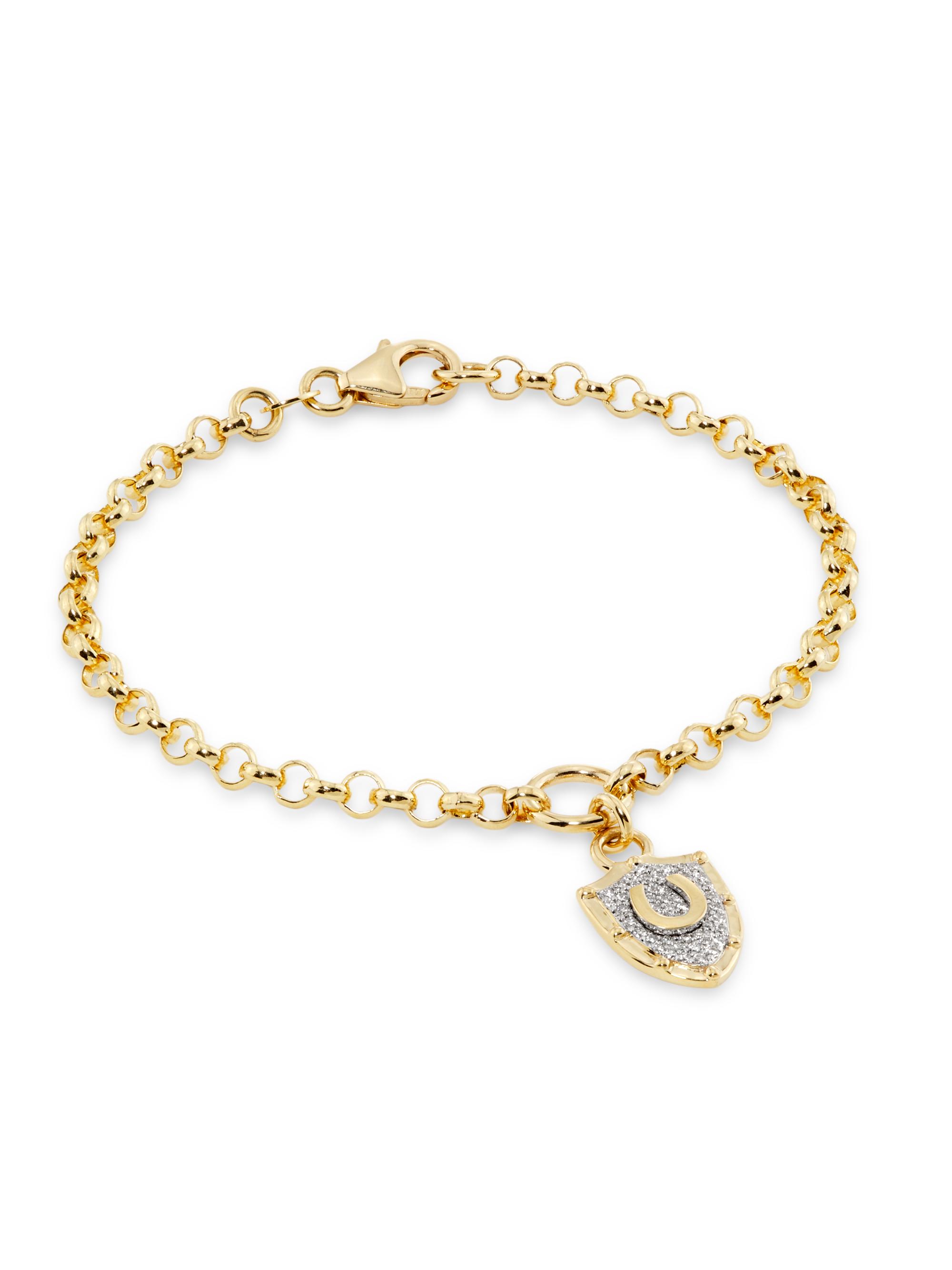 Foundrae Women's Protection 18K Yellow Gold & 0.19 TCW Diamond Horseshoe Crest Charm Bracelet - Yellow Gold