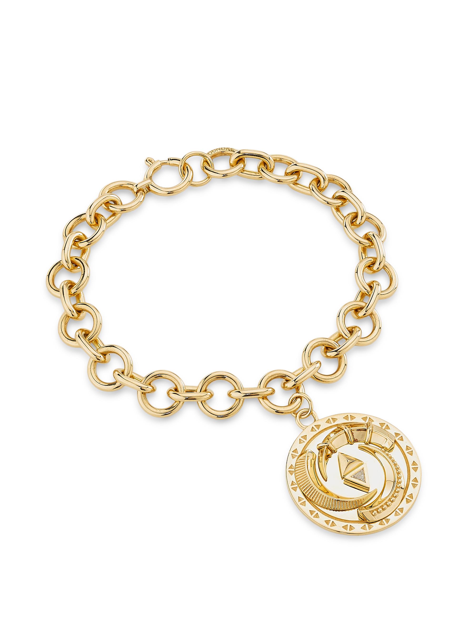 Protection 18K Yellow Gold & 0.05 TCW Diamond Triskele Charm Bracelet