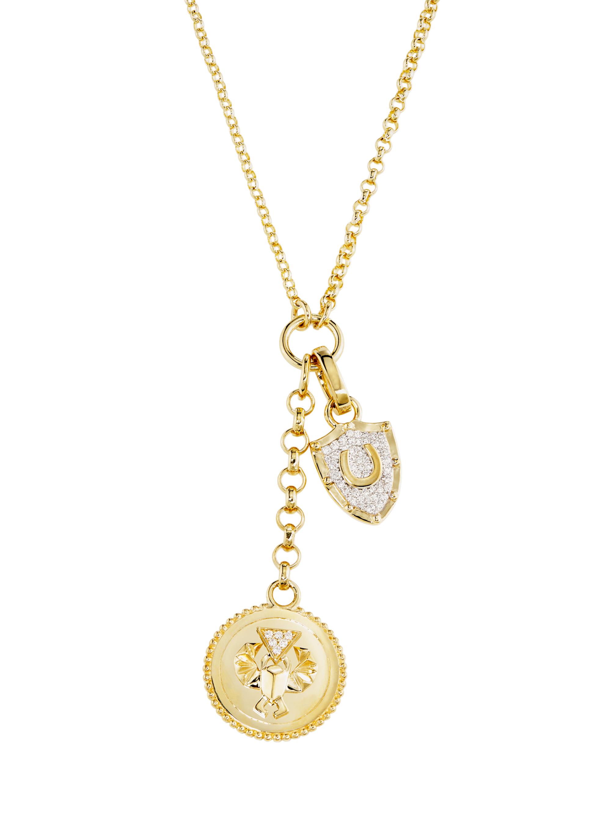 Foundrae Women's Protection 18K Yellow Gold & 0.21 TCW Diamond Double Pendant Necklace - Yellow Gold