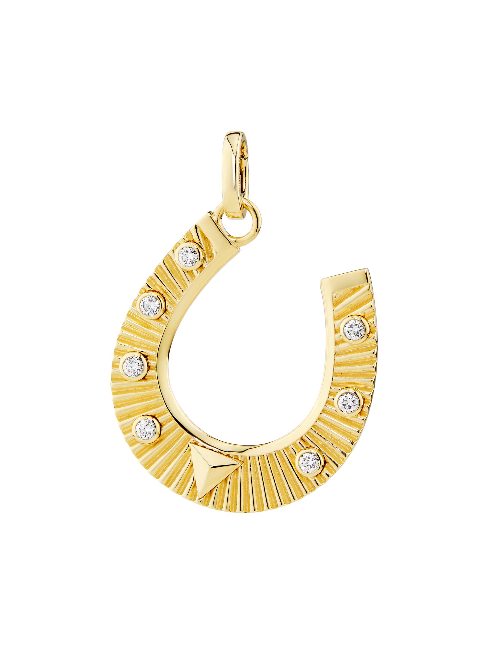 Protection 18K Yellow Gold & 0.23 TCW Diamond Horseshoe Pendant
